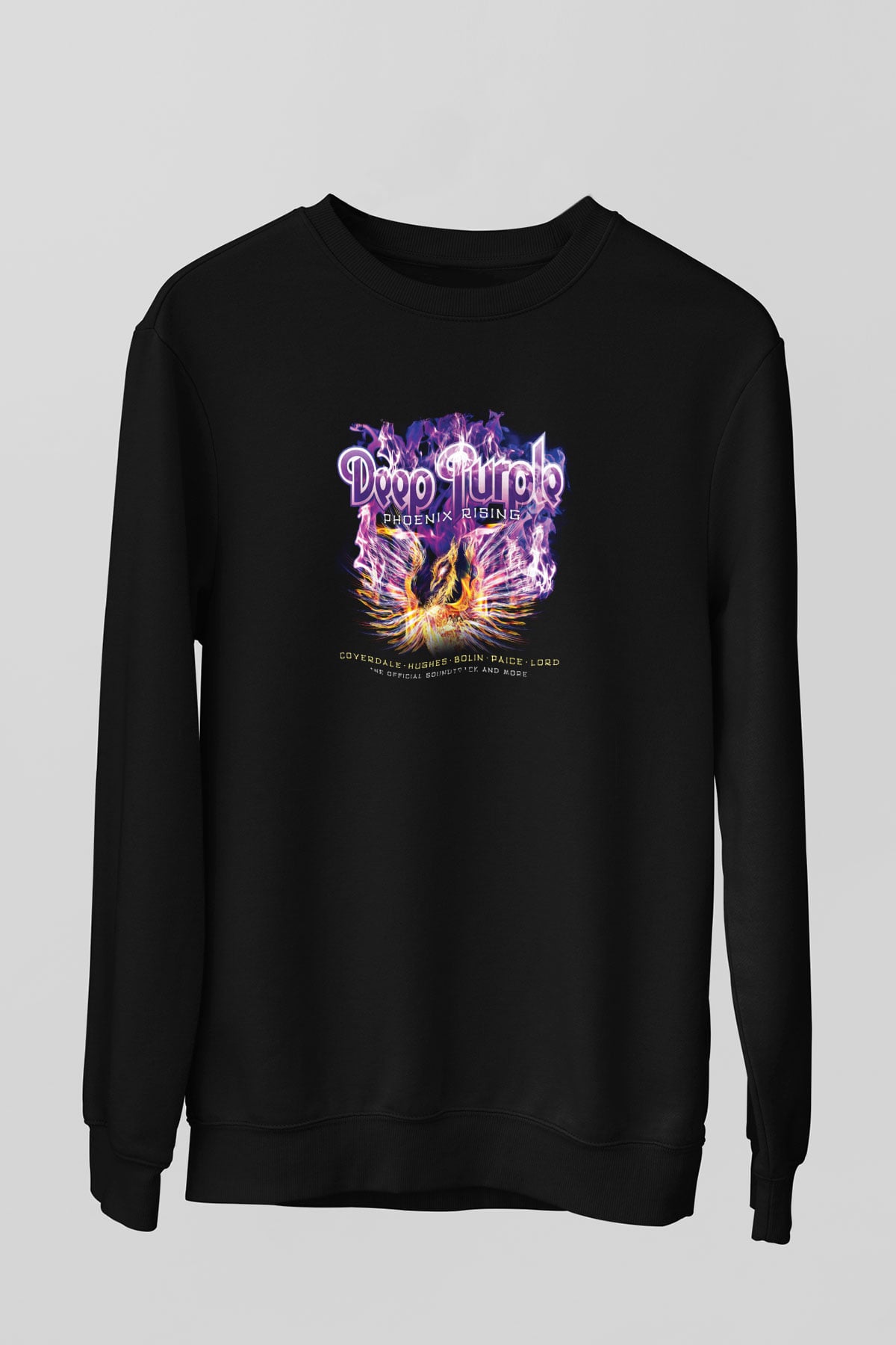 Deep Purple Baskılı Unisex Siyah Sweatshirt