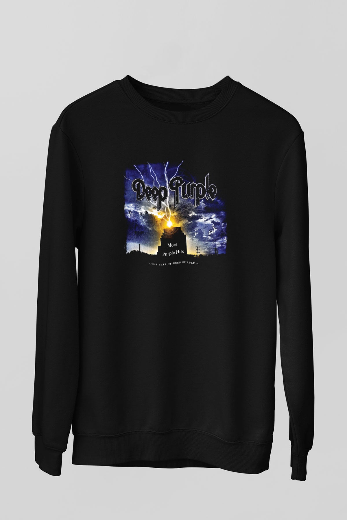 Deep Purple Baskılı Unisex Siyah Sweatshirt