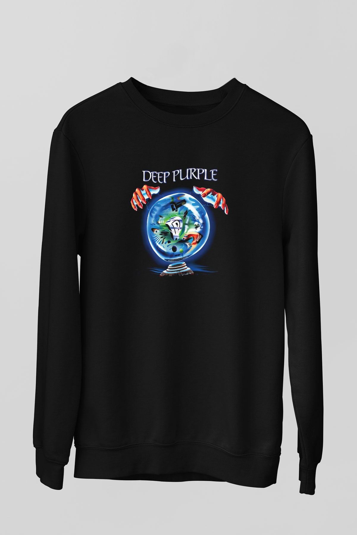 Deep Purple Baskılı Unisex Siyah Sweatshirt