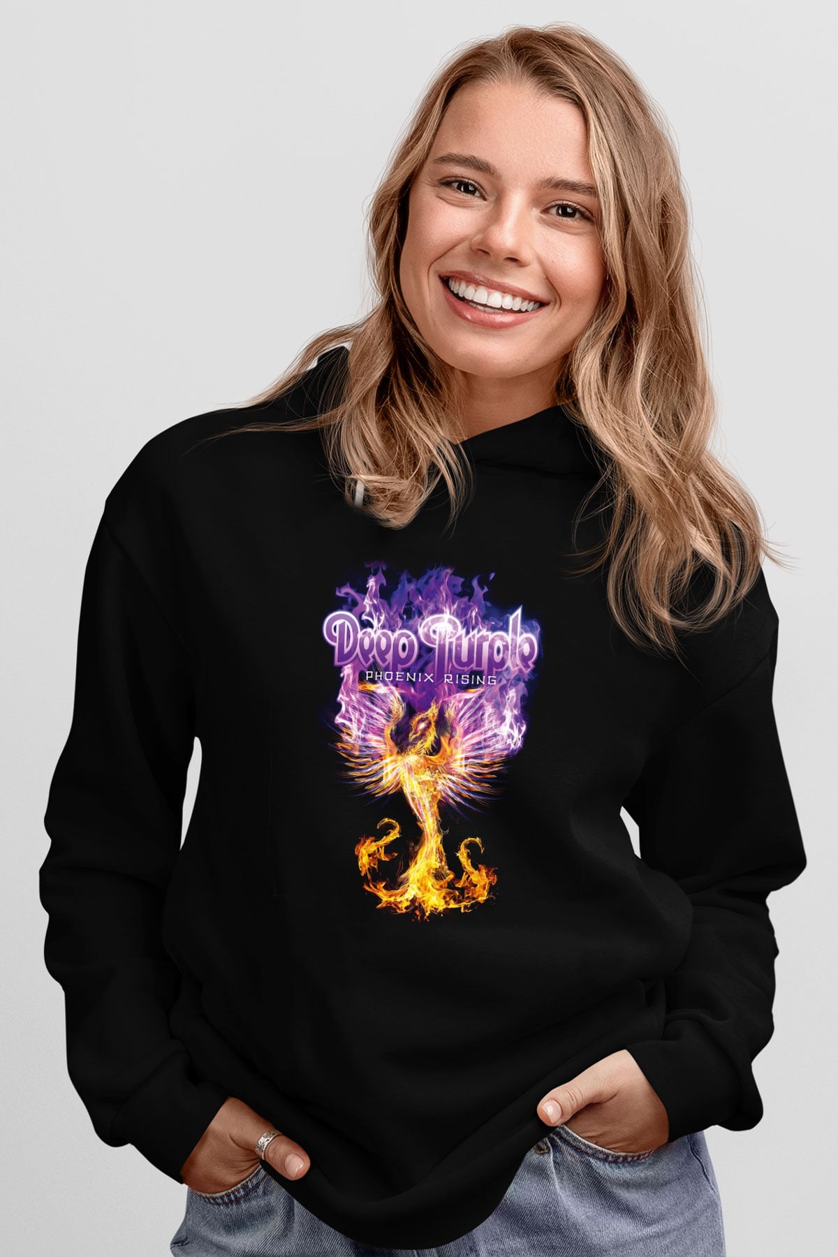 Deep Purple Siyah Unisex Hoodie