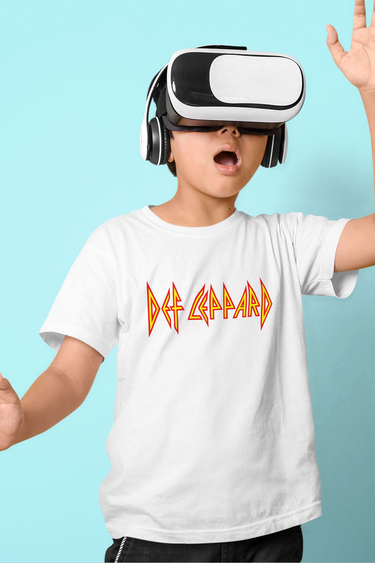 Def Leppard Baskılı Beyaz Unisex Çocuk Tişört
