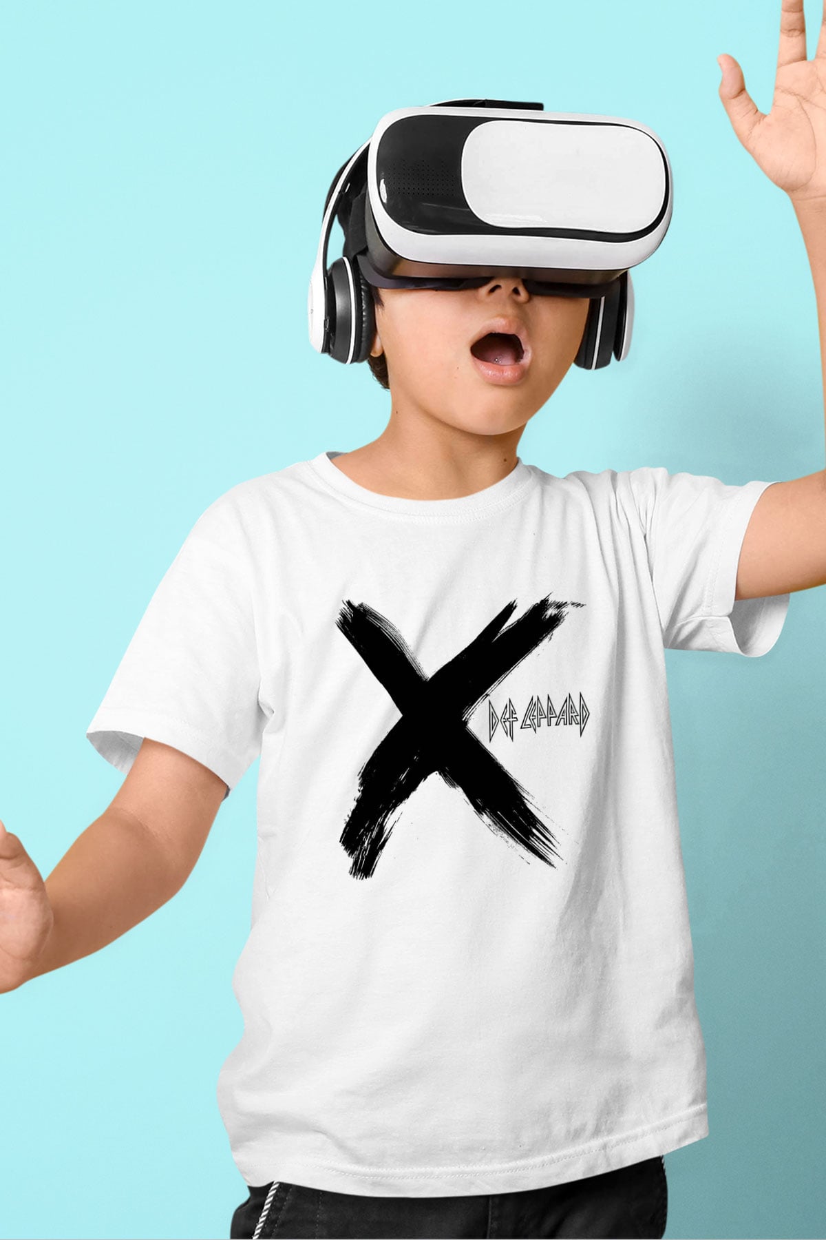 Def Leppard Baskılı Unisex Beyaz Çocuk Tişört