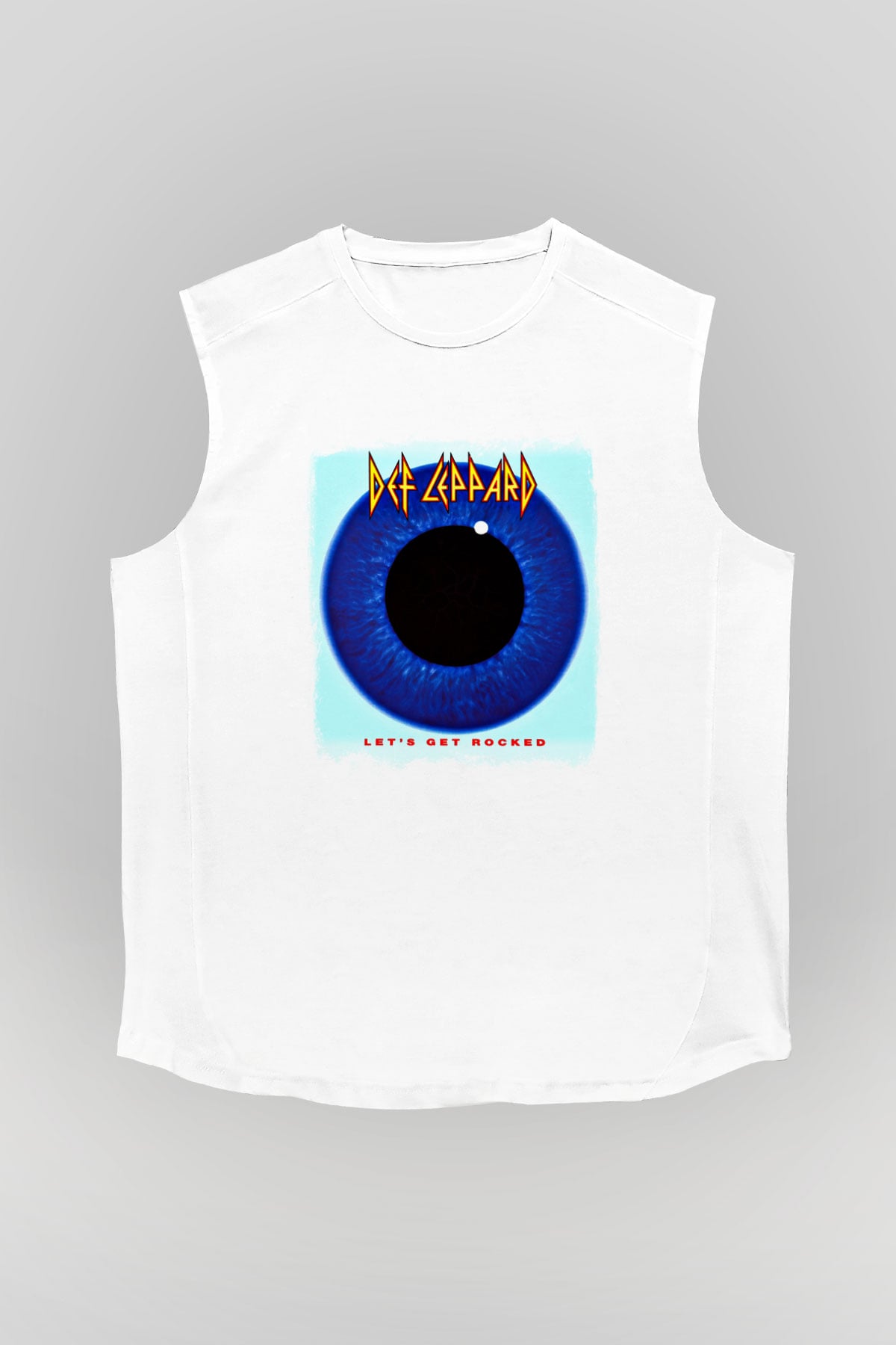 Def Leppard Baskılı Unisex Beyaz Kolsuz Tişört