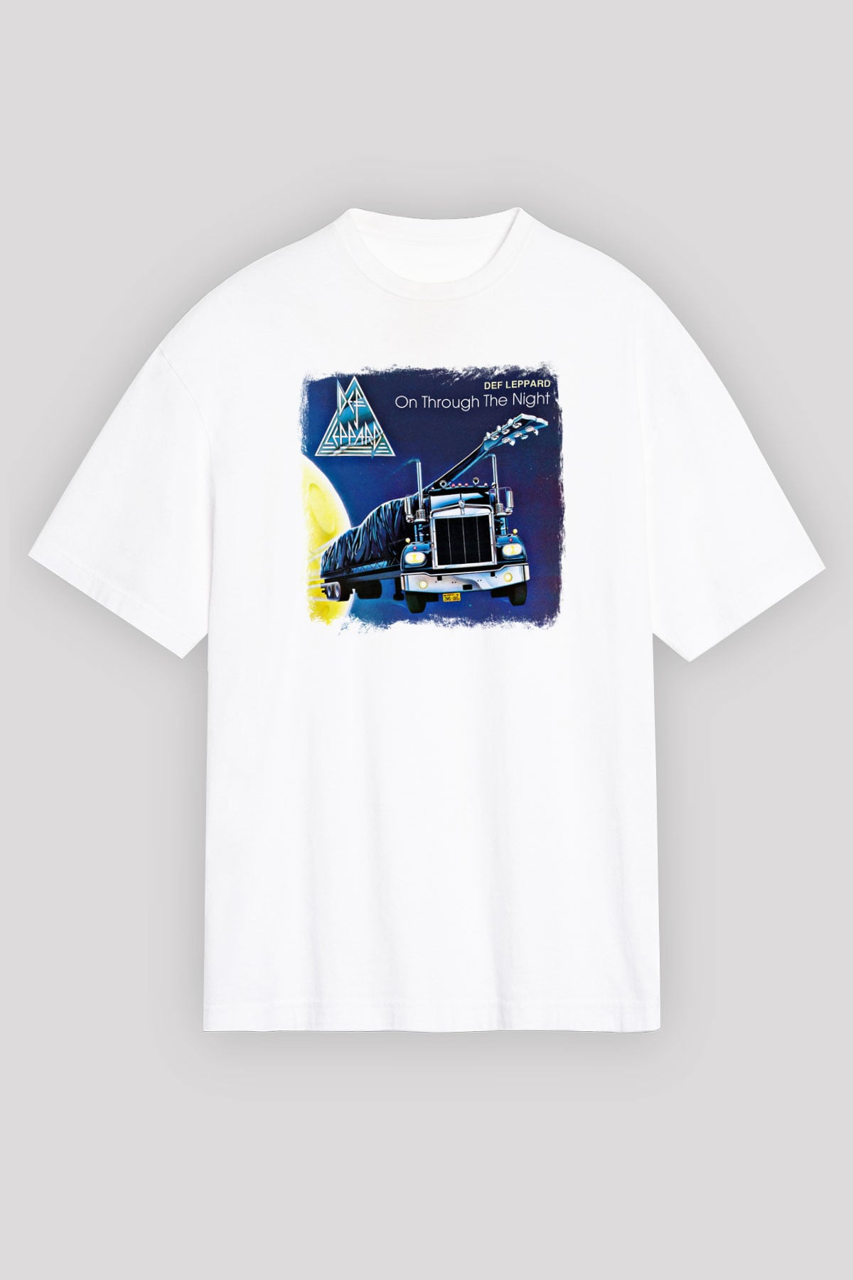 Def Leppard Baskılı Unisex Beyaz Oversize Tişört