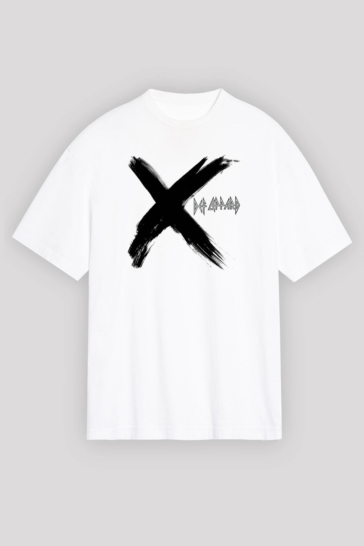 Def Leppard Baskılı Unisex Beyaz Oversize Tişört
