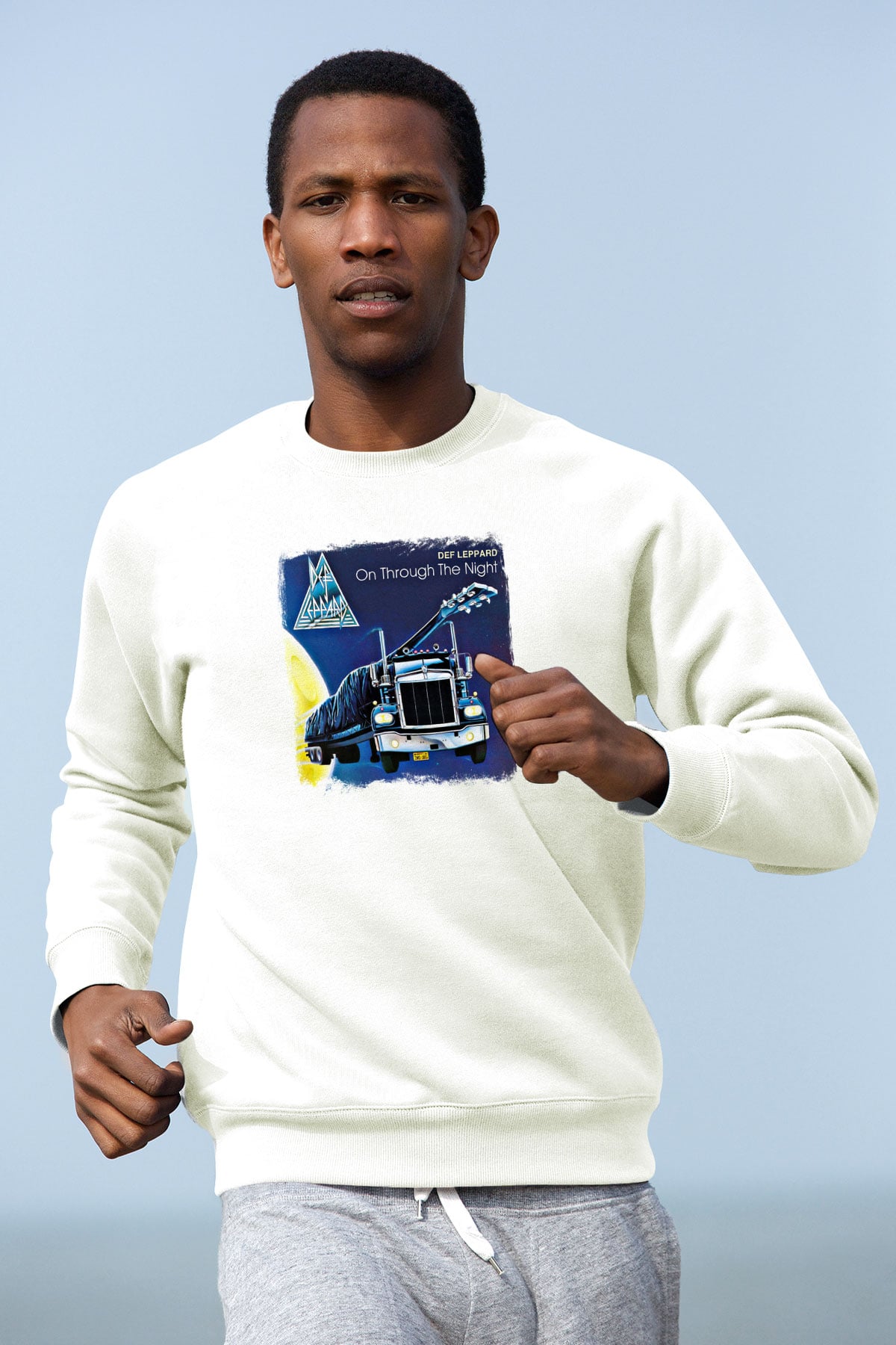 Def Leppard Baskılı Unisex Beyaz Sweatshirt