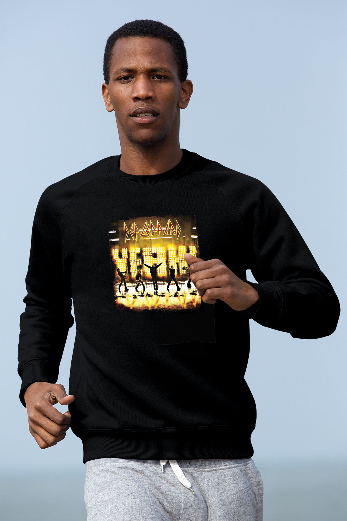 Def Leppard Baskılı Unisex Siyah Sweatshirt