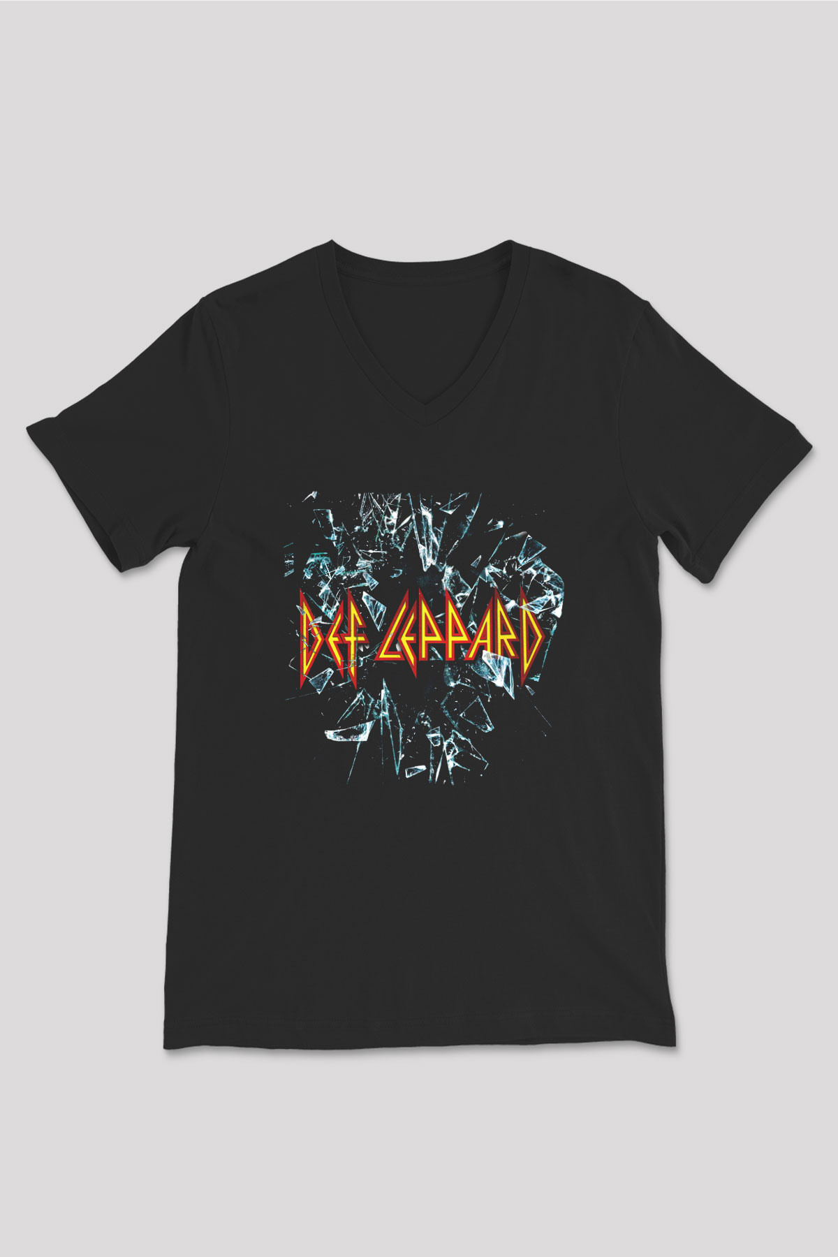 Def Leppard Siyah Unisex V Yaka Tişört T-Shirt