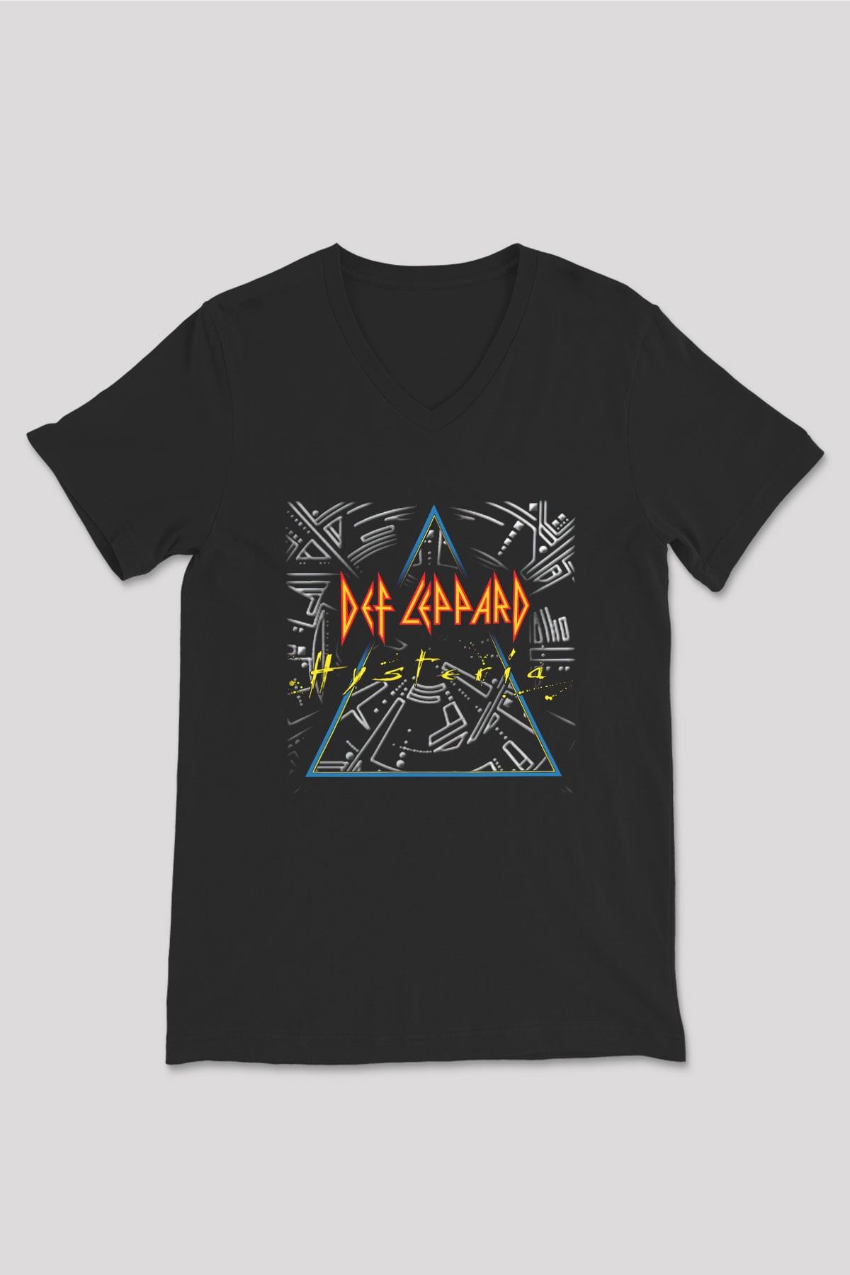 Def Leppard Siyah Unisex V Yaka Tişört T-Shirt