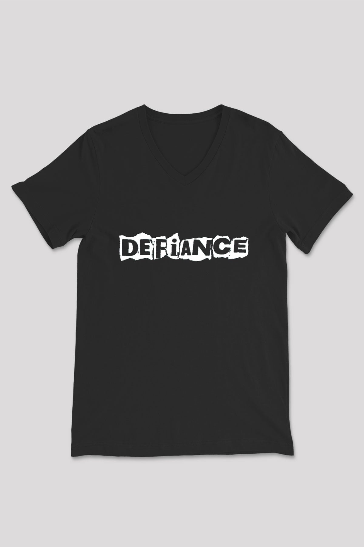 Defiance Siyah Unisex V Yaka Tişört