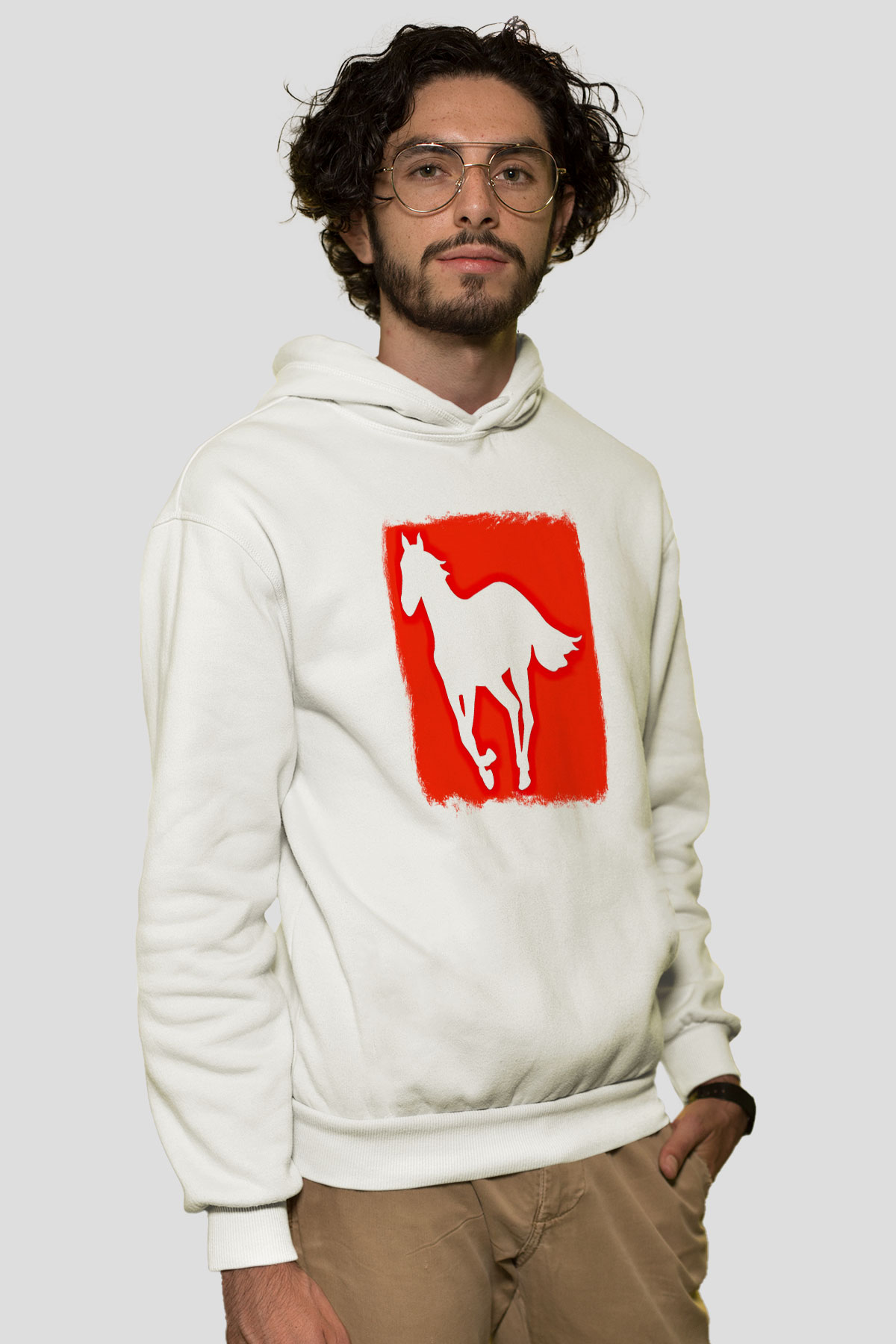 Deftones Baskılı Unisex Beyaz Hoodie