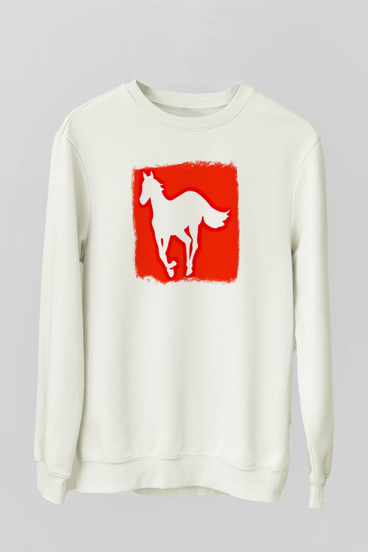 Deftones Baskılı Unisex Beyaz Sweatshirt