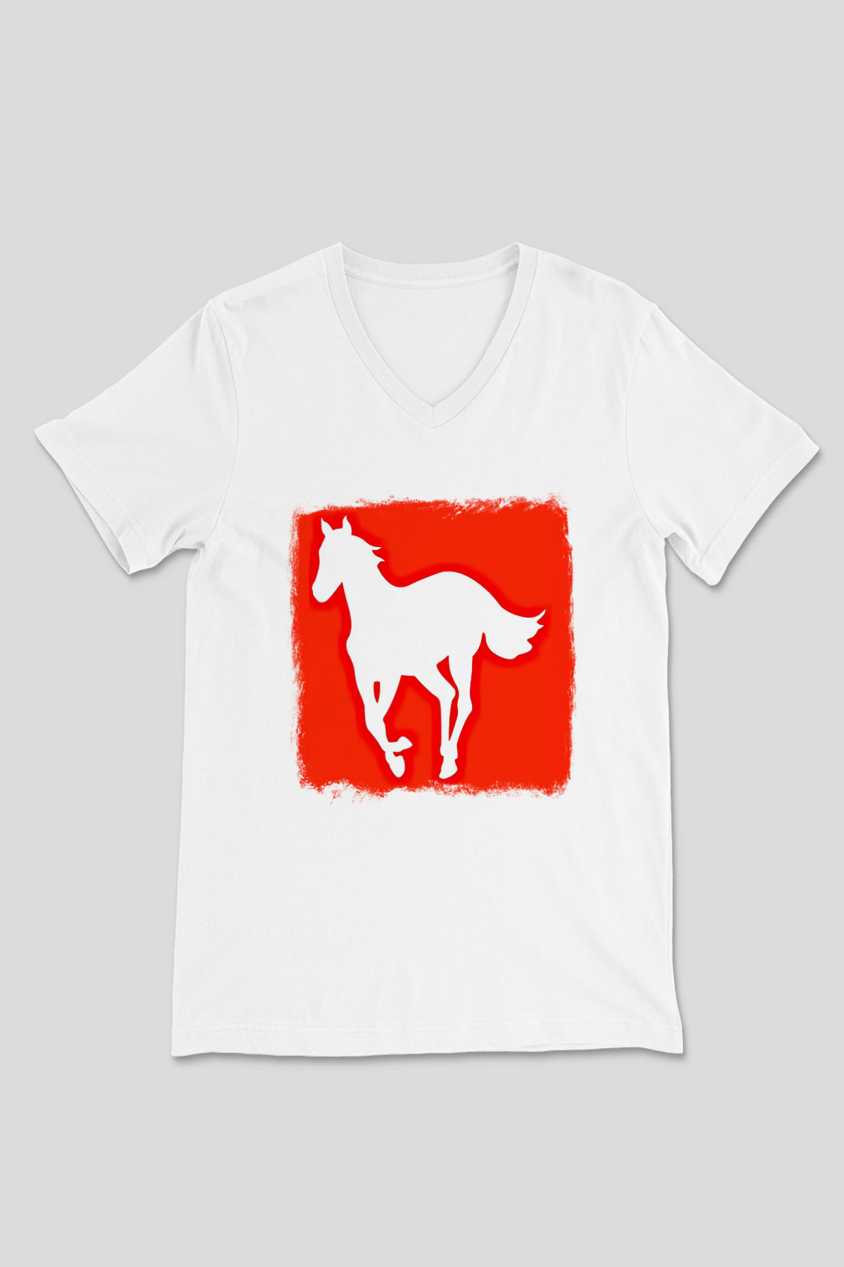 Deftones Baskılı Unisex Beyaz V Yaka Tişört