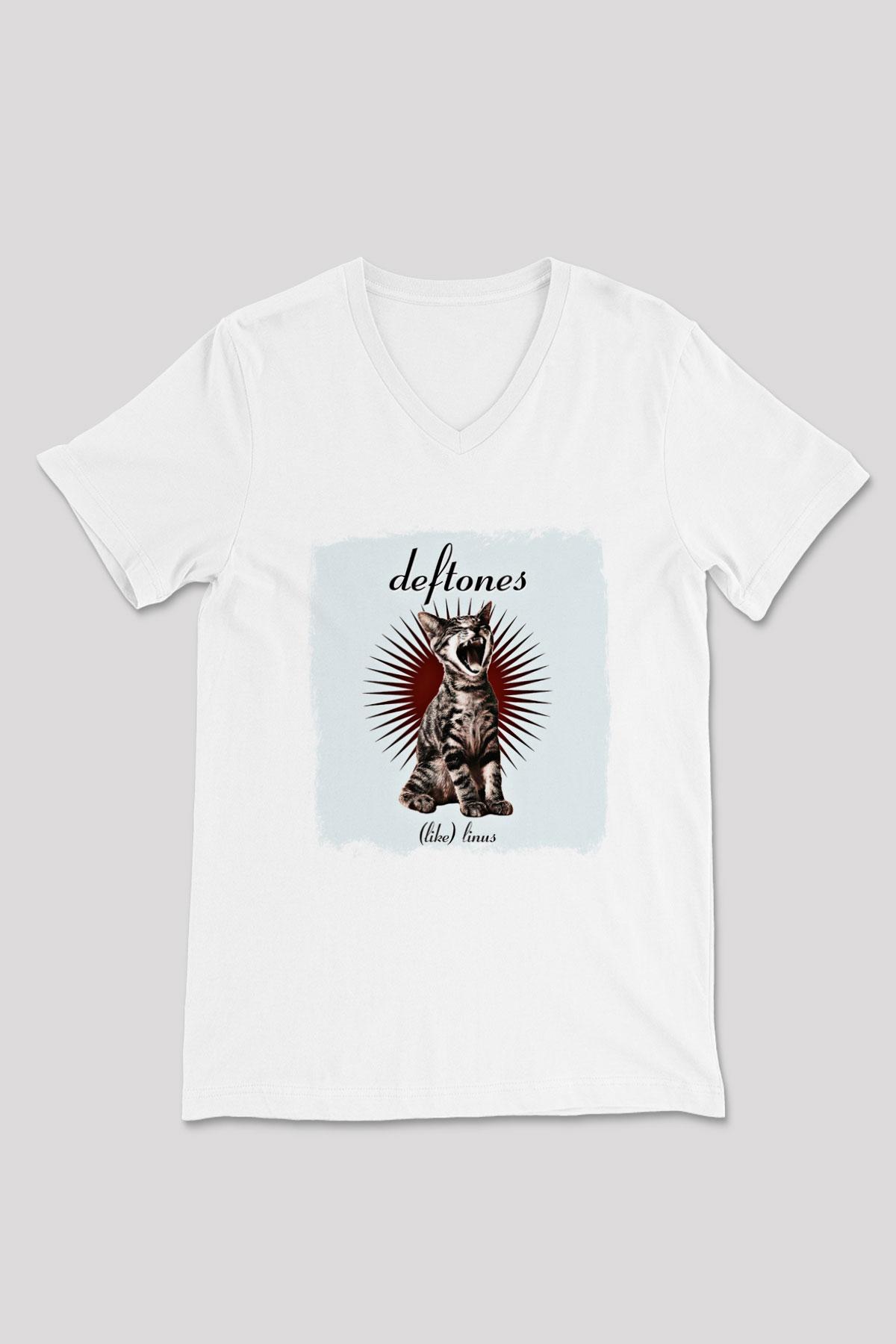 Deftones Baskılı Unisex Beyaz V Yaka Tişört