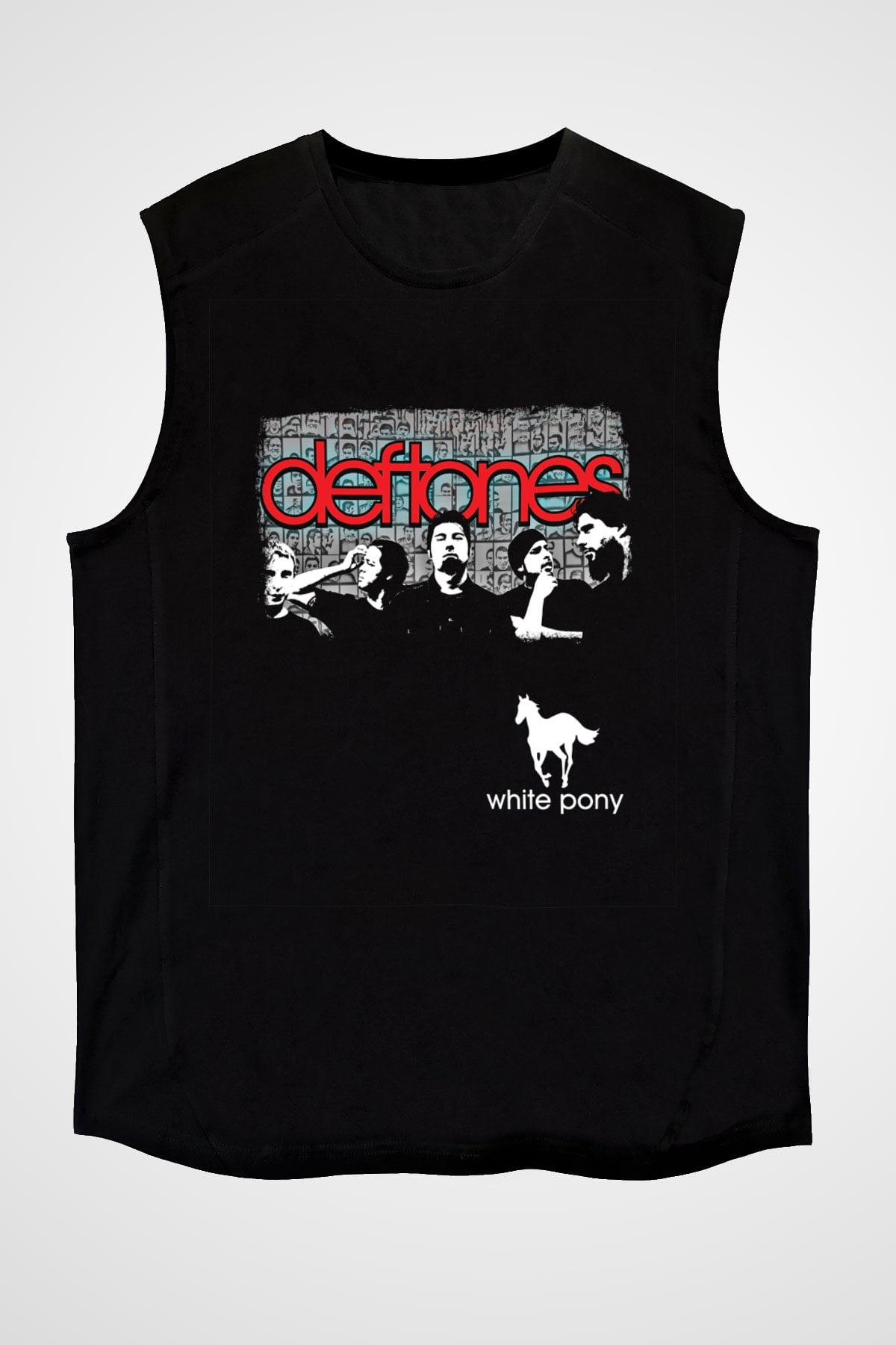 Deftones Baskılı Unisex Siyah Kolsuz Tişört