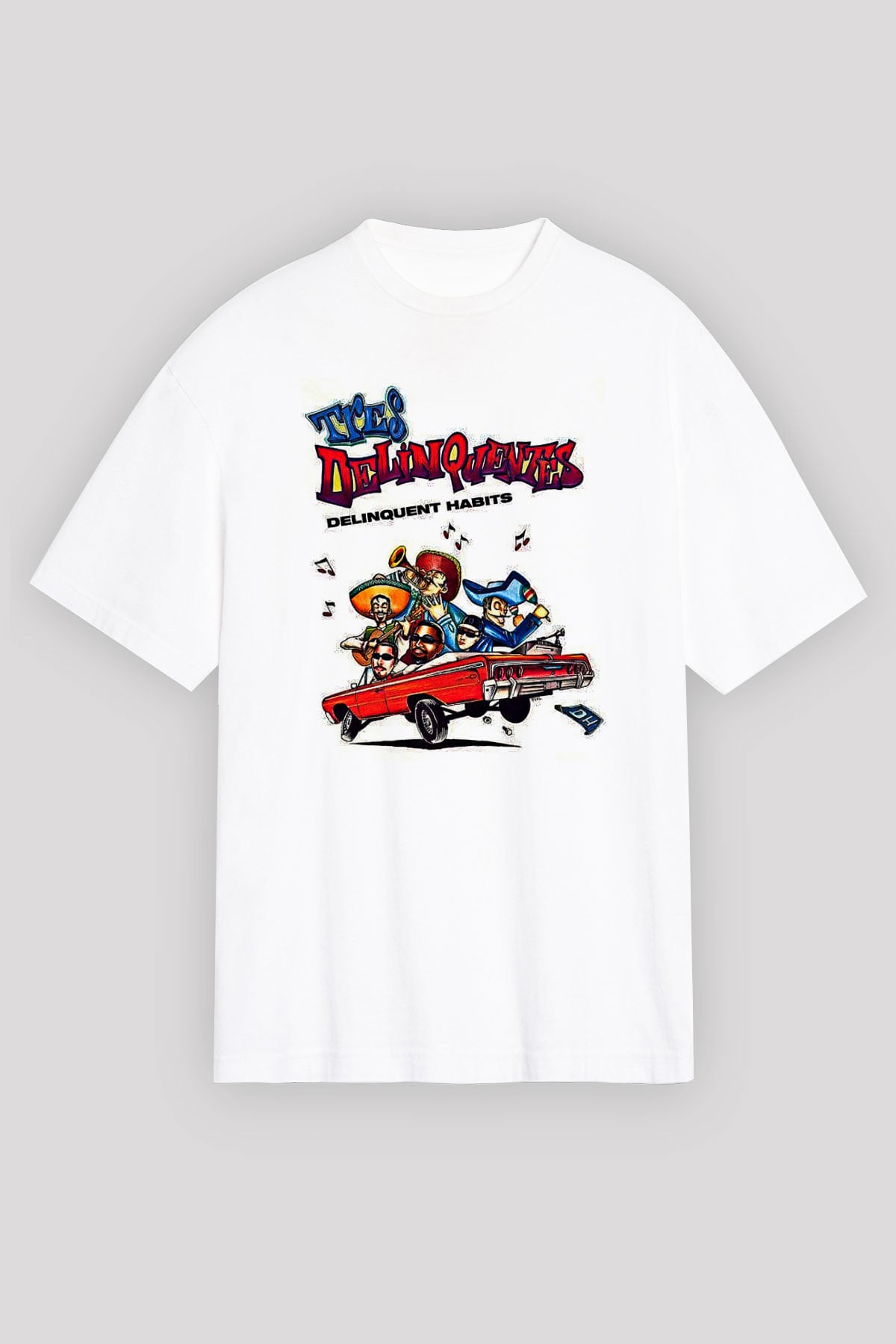 Delinquent Habits Baskılı Beyaz Unisex Oversize Tişört - Tshirt