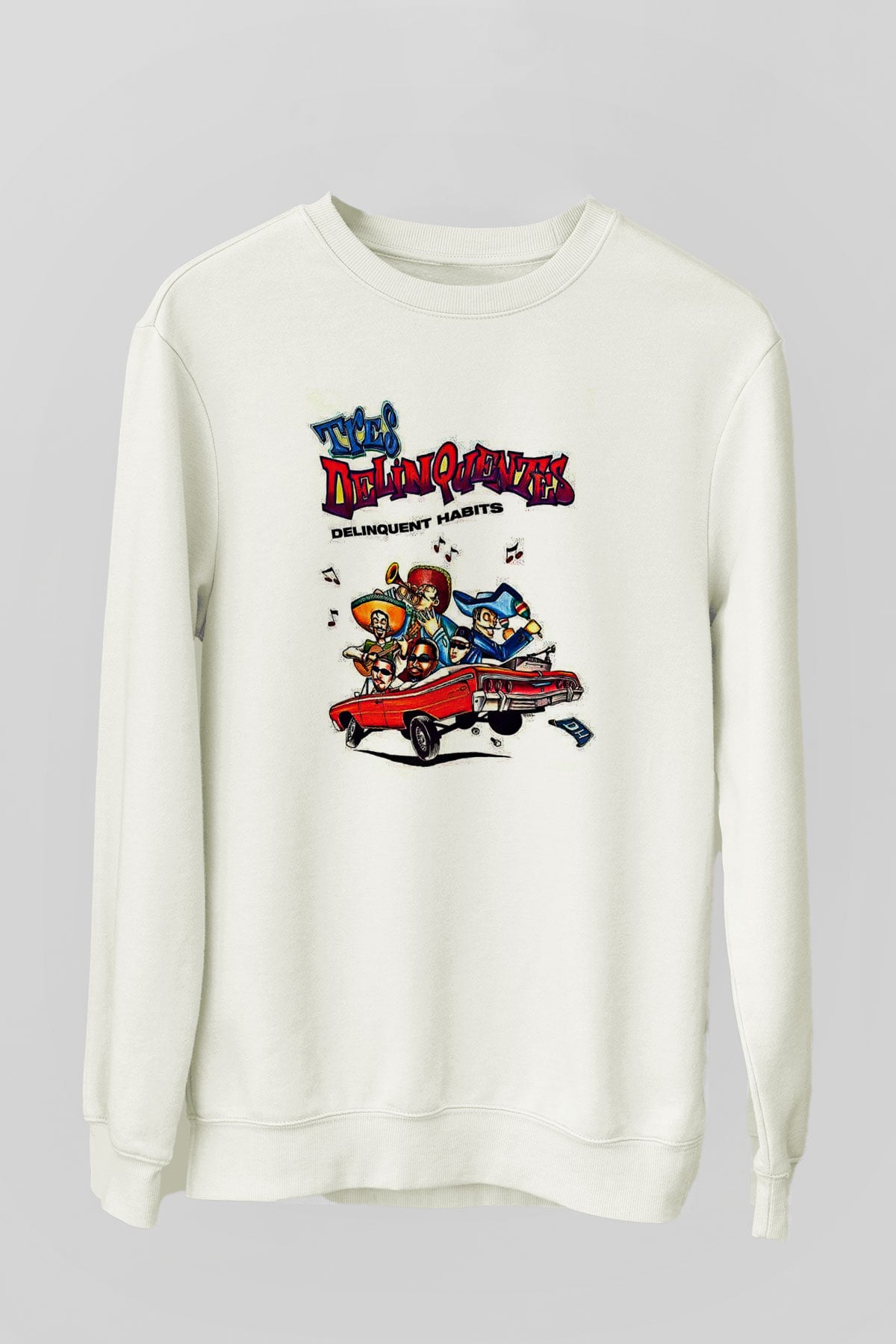 Delinquent Habits Baskılı Beyaz Unisex Sweatshirt