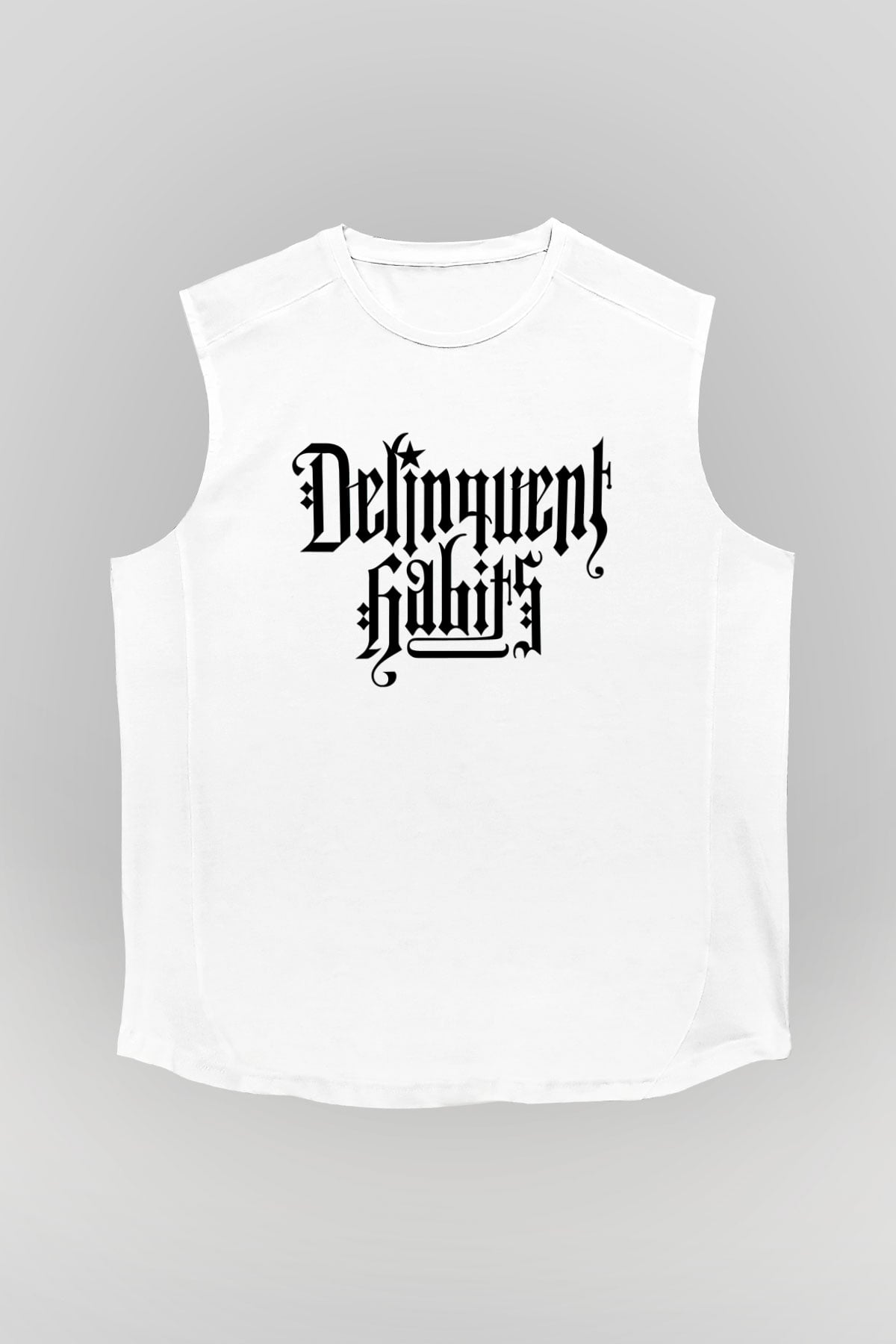 Delinquent Habits Baskılı Beyaz Unisex Kolsuz Tişört - Tshirt