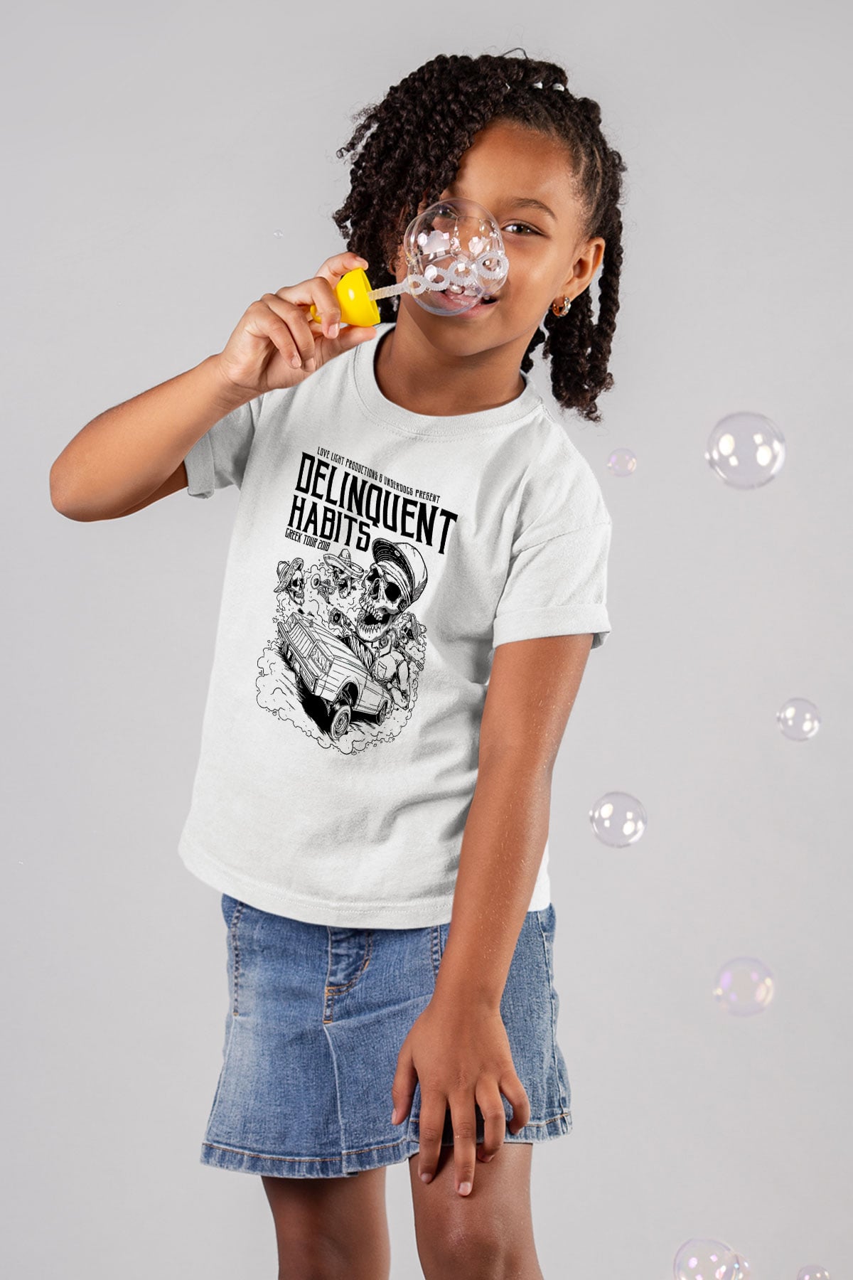 Delinquent Habits Baskılı Beyaz Unisex Beyaz Çocuk Tişört - Tshirt