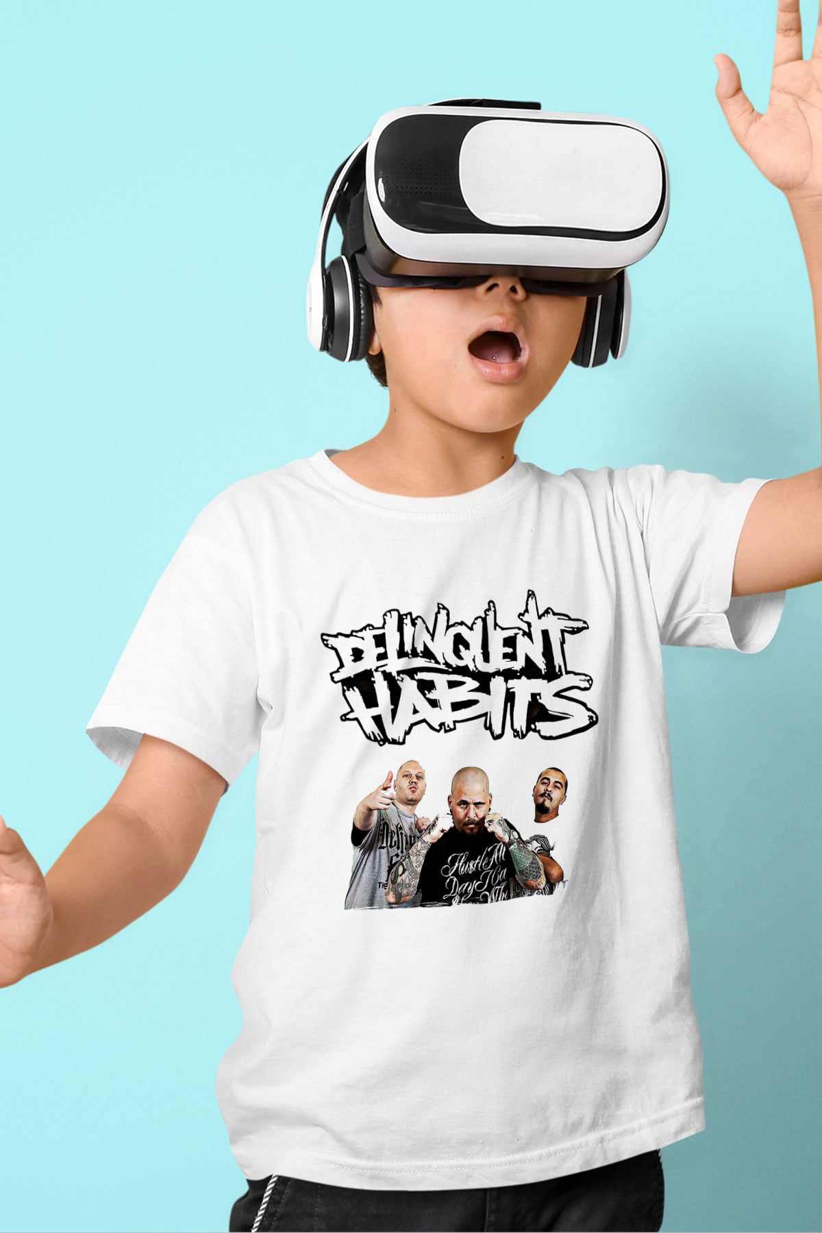 Delinquent Habits Baskılı Beyaz Unisex Beyaz Çocuk Tişört - Tshirt