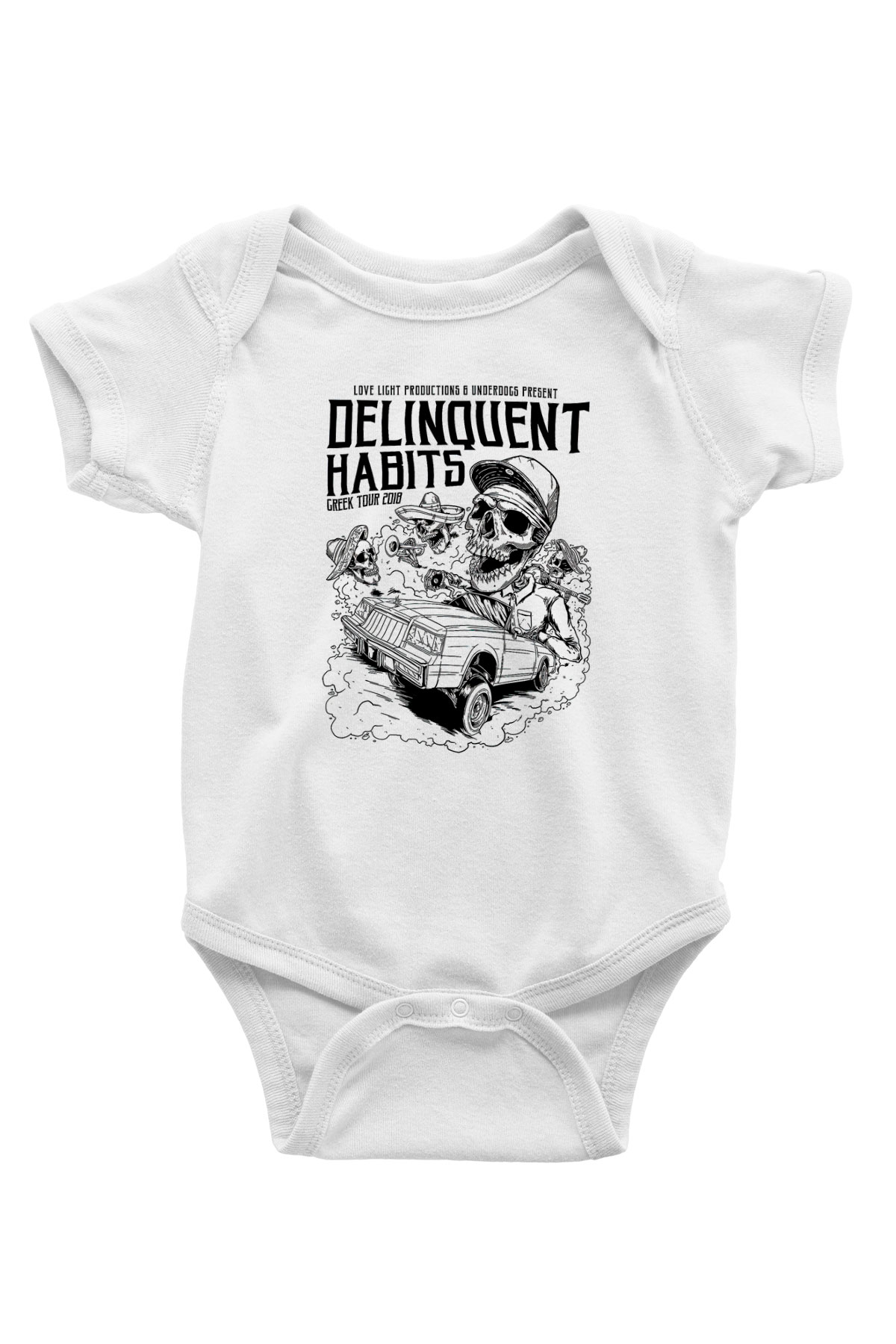 Delinquent Habits Baskılı Beyaz Unisex Bebek Body - Zıbın