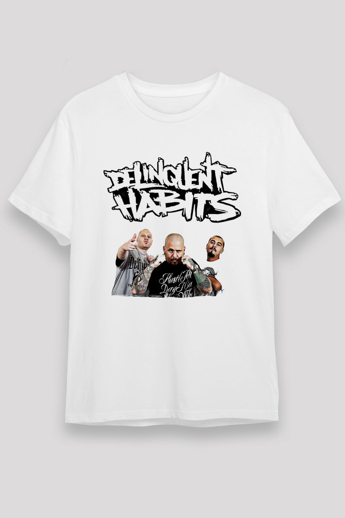 Delinquent Habits Baskılı Unisex Beyaz Tişört - Tshirt