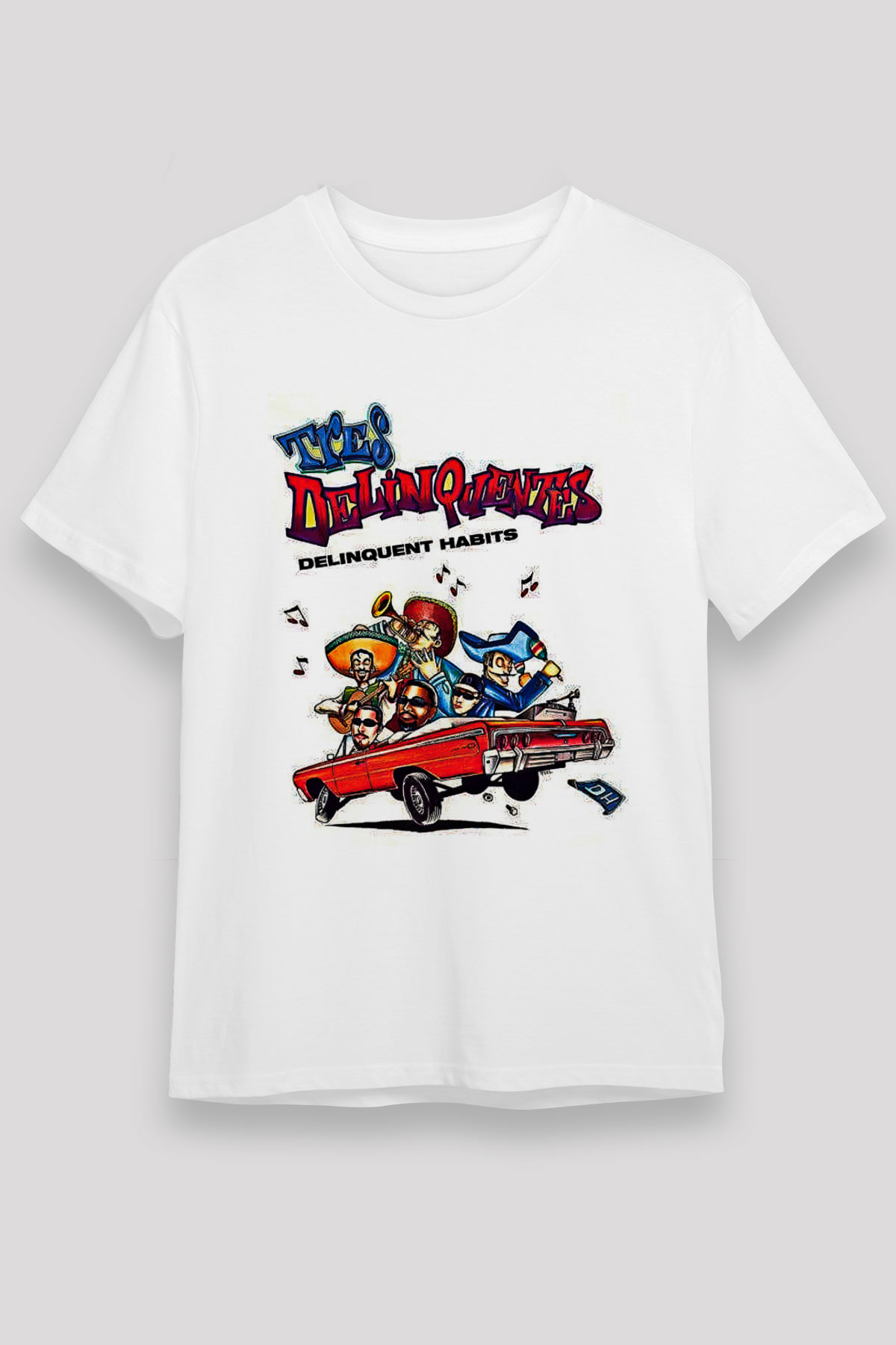 Delinquent Habits Baskılı Unisex Beyaz Tişört - Tshirt