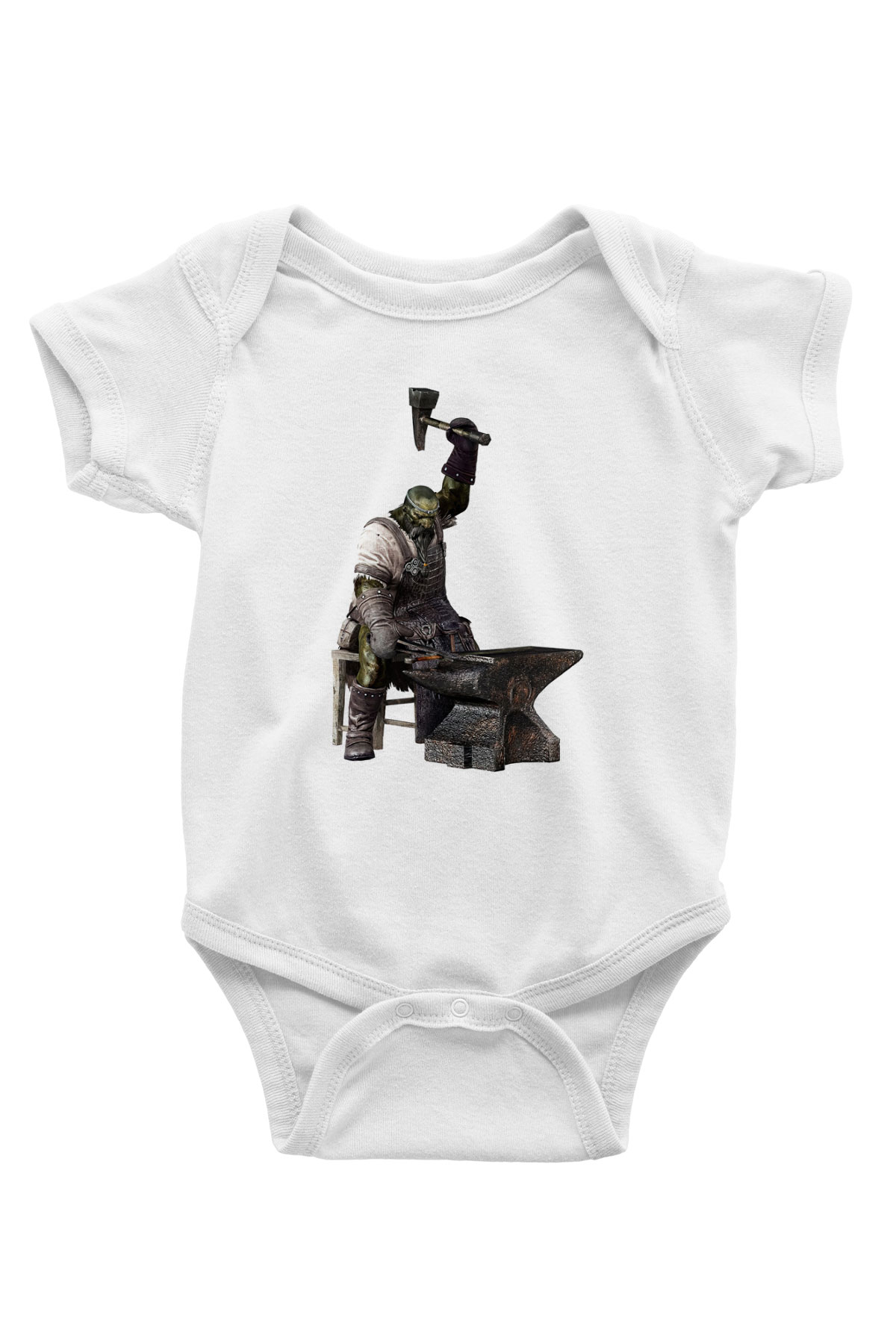Demirci Baskılı Beyaz Unisex Bebek Body - Zıbın