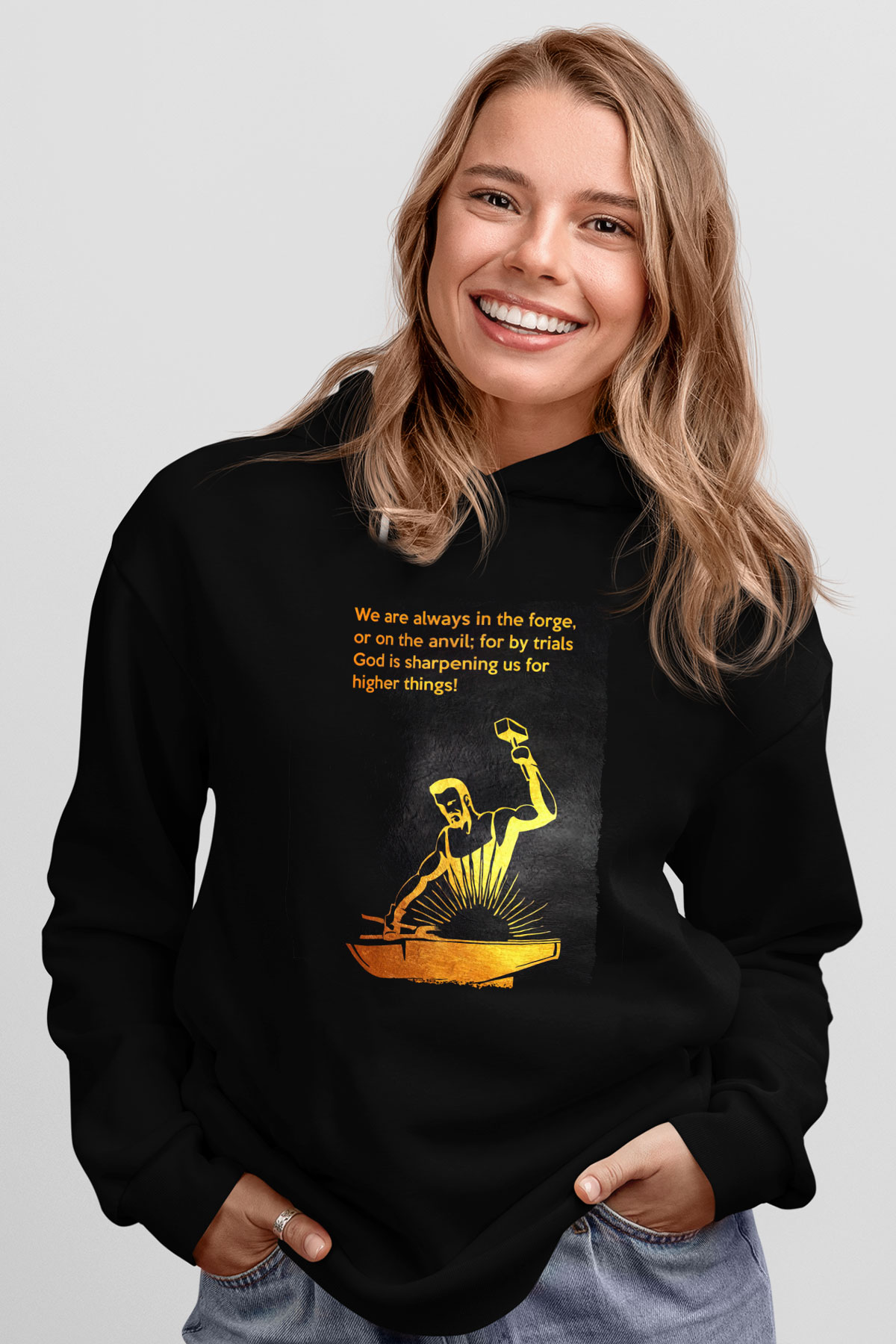 Demirci Siyah Unisex Kapüşonlu Sweatshirt