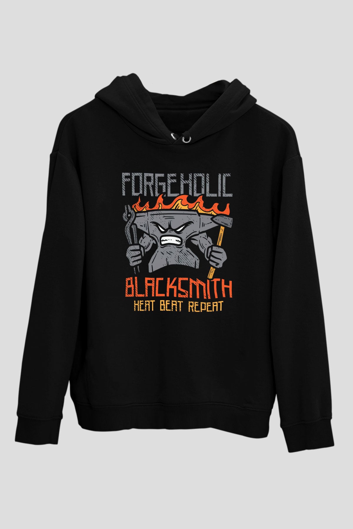 Demirci Siyah Unisex Kapüşonlu Sweatshirt