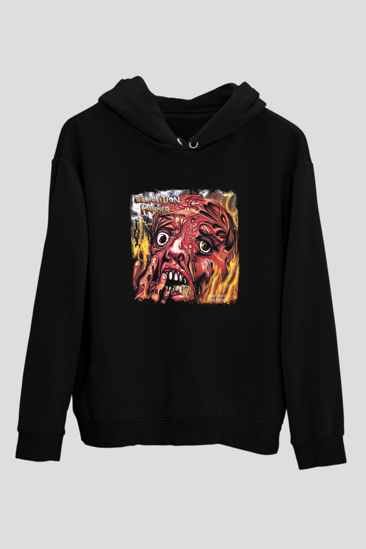 Demolition Hammer Baskılı Unisex Siyah Hoodie