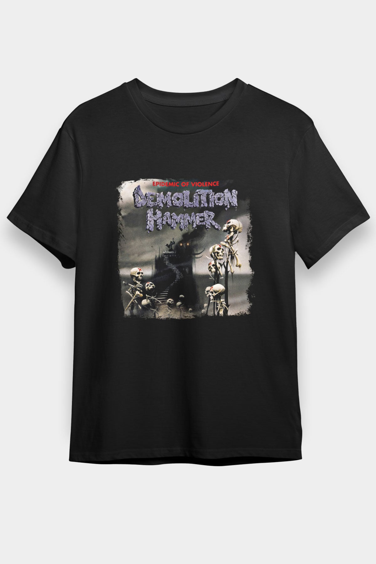 Demolition Hammer Baskılı Unisex Siyah Tişört