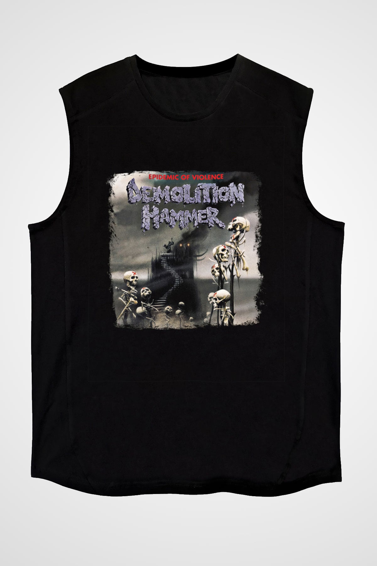 Demolition Hammer Baskılı Unisex Siyah Kolsuz Tişört