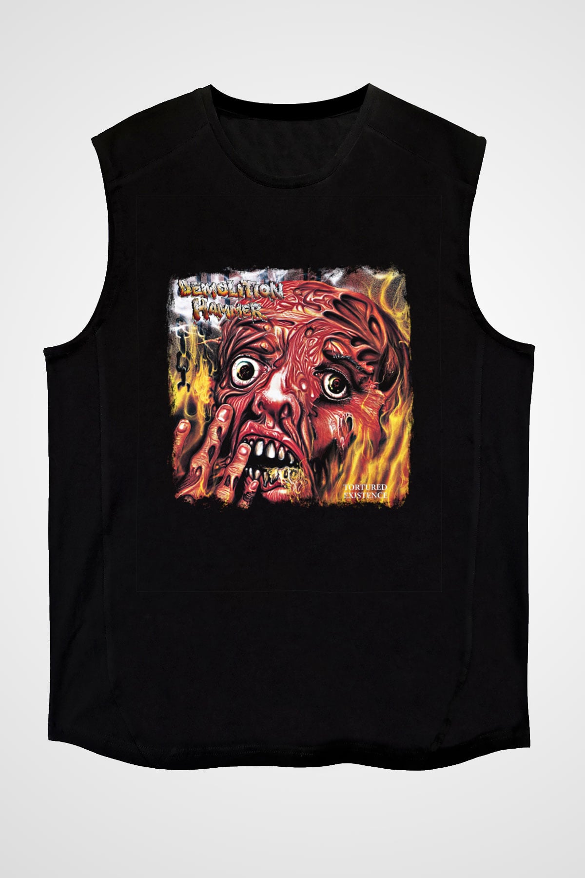 Demolition Hammer Baskılı Unisex Siyah Kolsuz Tişört