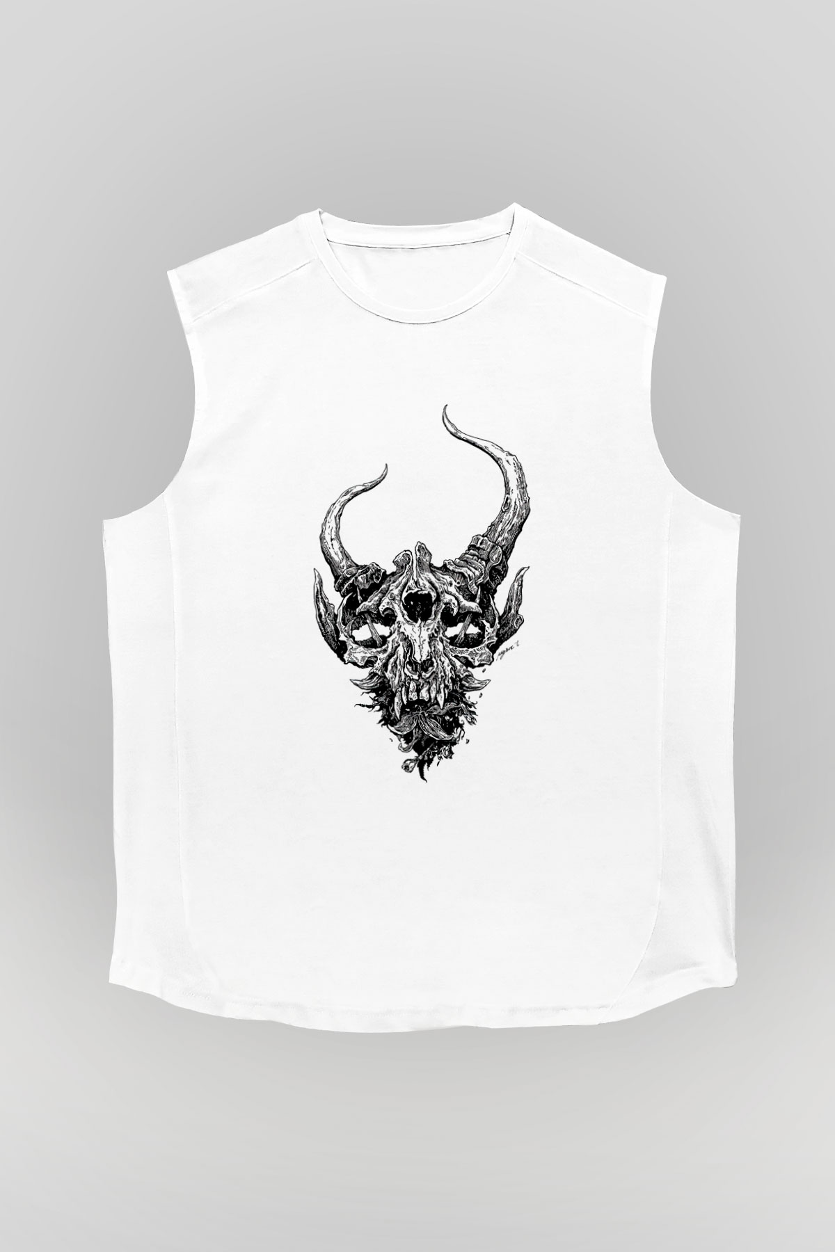 Demon Hunter Baskılı Beyaz Unisex Kolsuz Tişört - Tshirt