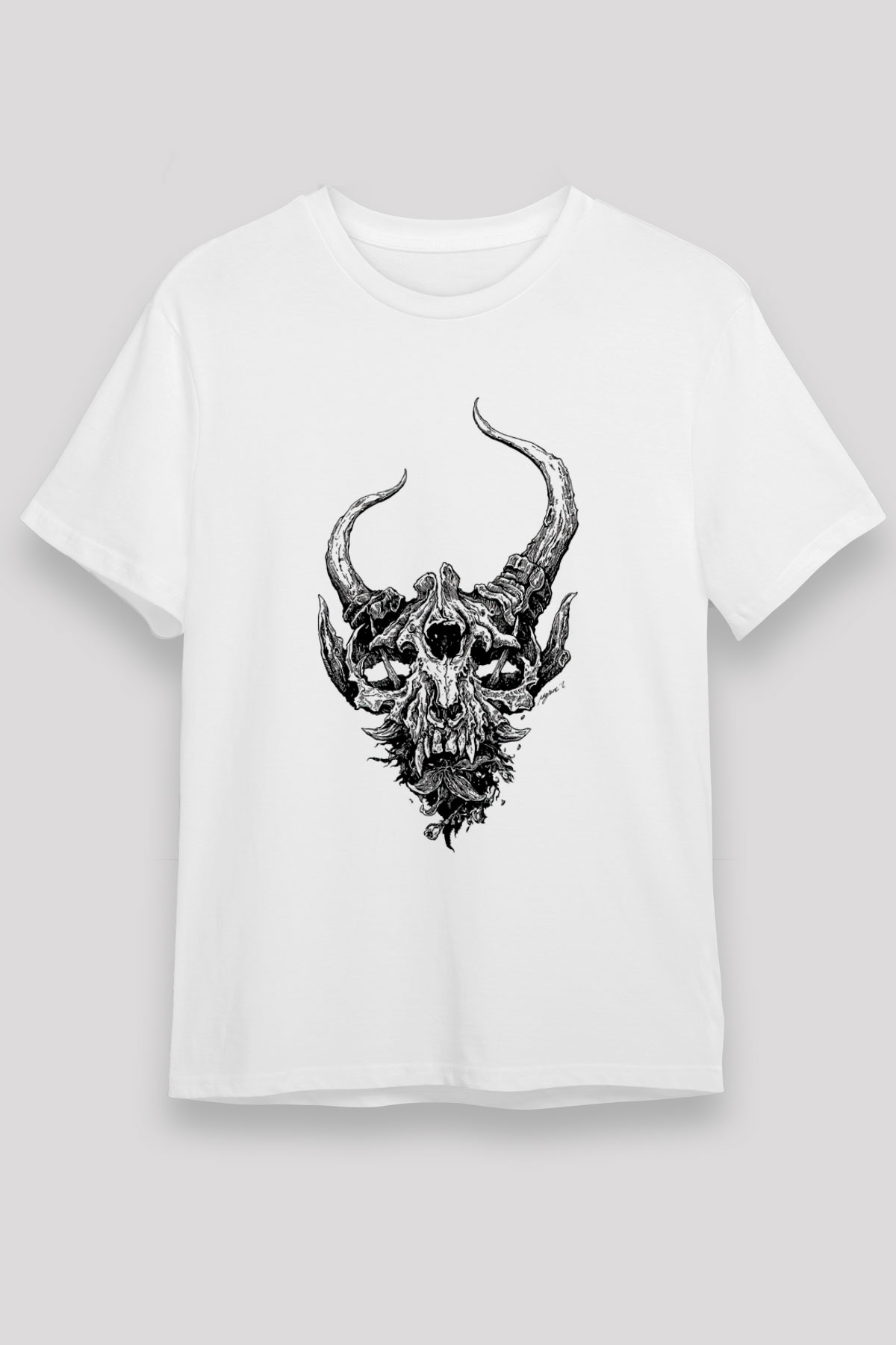 Demon Hunter Baskılı Unisex Beyaz Tişört - Tshirt