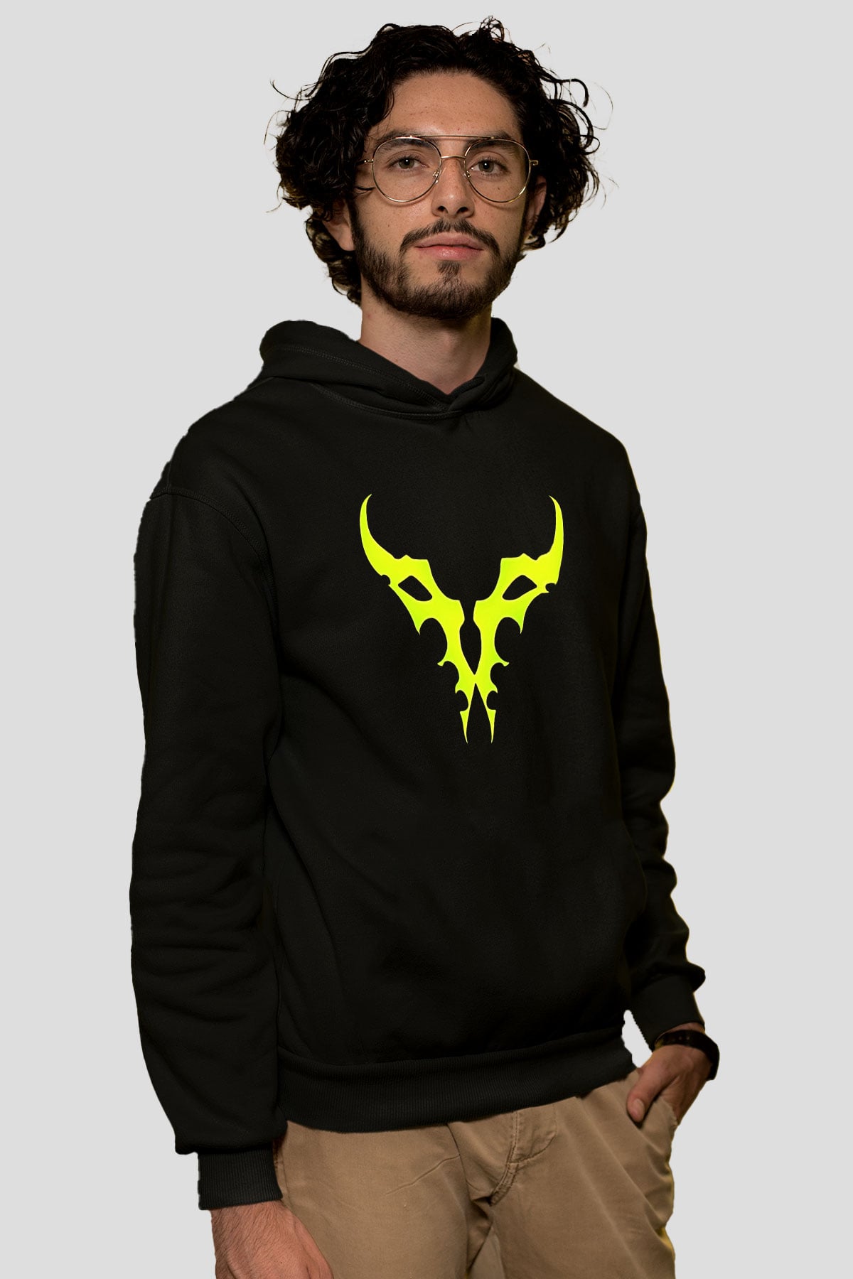 Demon Hunter Baskılı Unisex Siyah Kapüşonlu Sweatshirt