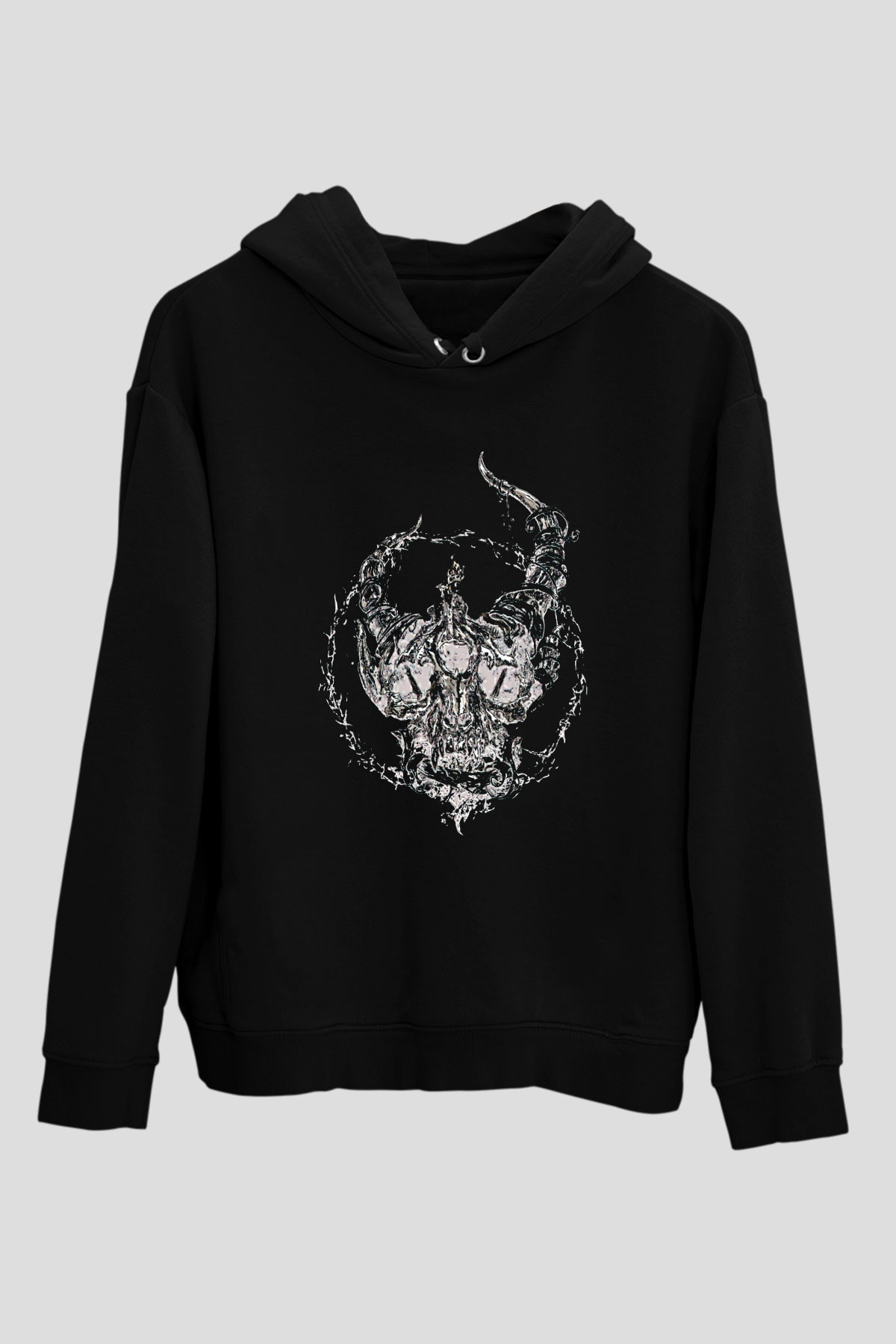 Demon Hunter Baskılı Unisex Siyah Kapüşonlu Sweatshirt