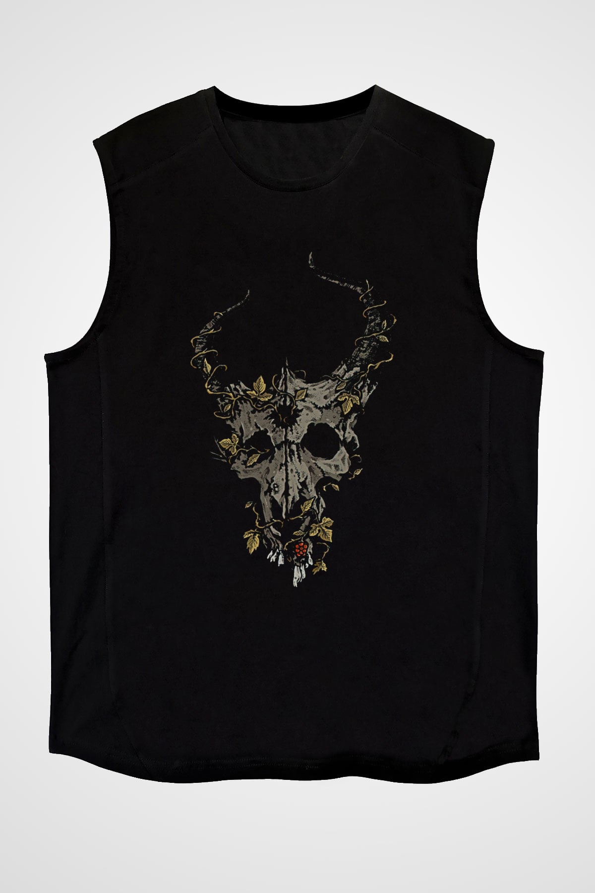 Demon Hunter Baskılı Unisex Siyah Kolsuz Tişört - Tshirt