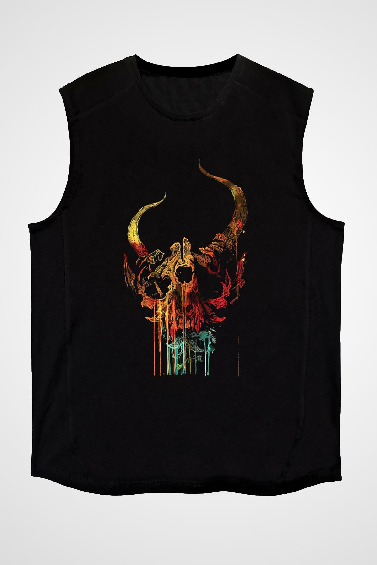 Demon Hunter Baskılı Unisex Siyah Kolsuz Tişört - Tshirt