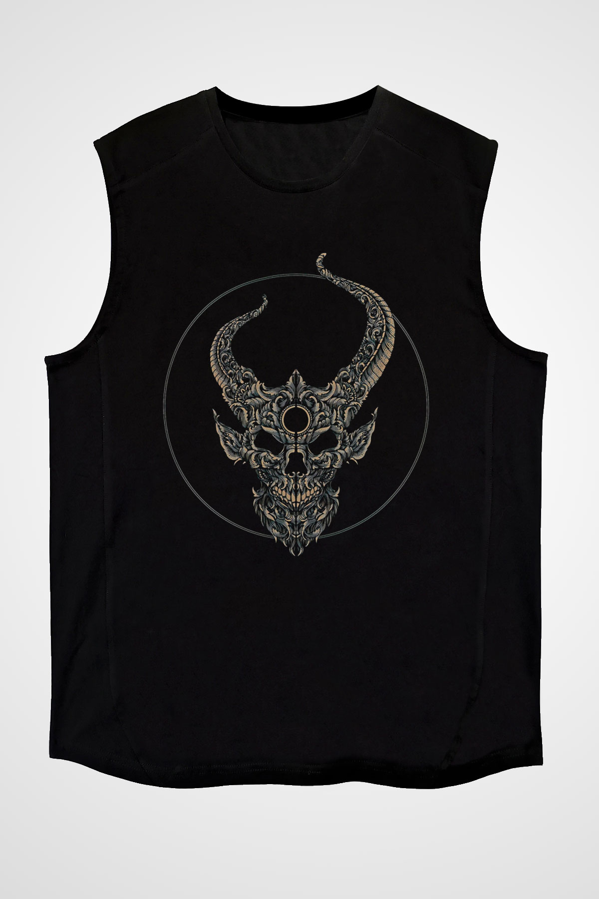 Demon Hunter Baskılı Unisex Siyah Kolsuz Tişört - Tshirt