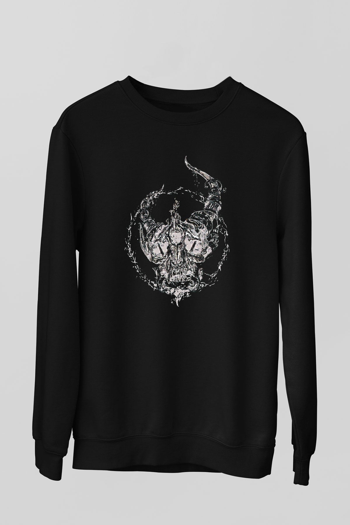 Demon Hunter Baskılı Unisex Siyah Sweatshirt