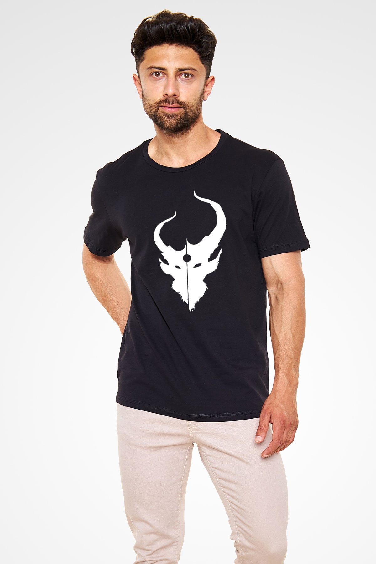 Demon Hunter Baskılı Unisex Siyah Tişört - Tshirt