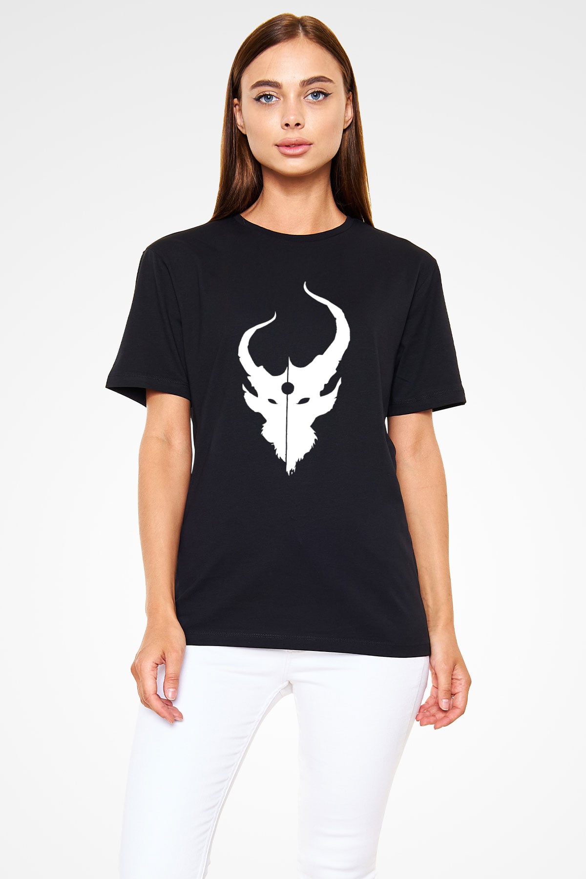 Demon Hunter Baskılı Unisex Siyah Tişört - Tshirt