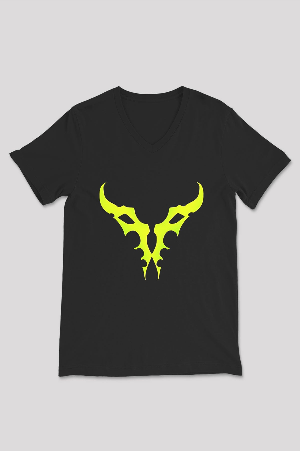 Demon Hunter Baskılı Unisex Siyah V Yaka Tişört - Tshirt
