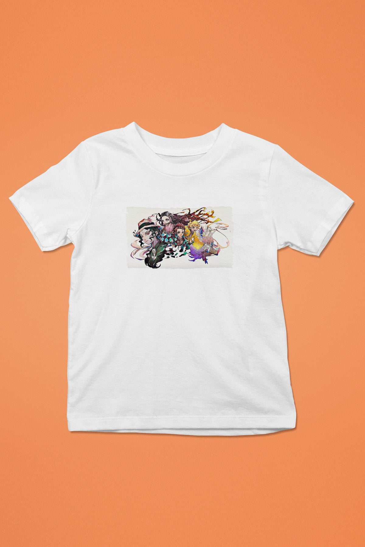 Demon Slayer Baskılı Beyaz Unisex Beyaz Çocuk Tişört - Tshirt