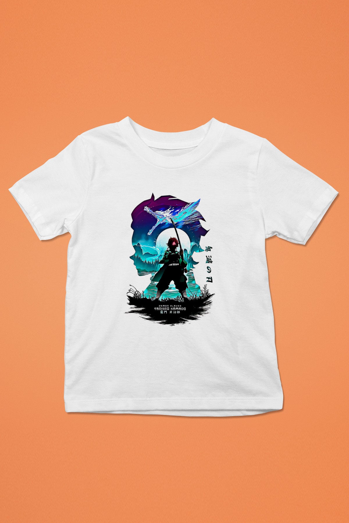 Demon Slayer Baskılı Beyaz Unisex Beyaz Çocuk Tişört - Tshirt