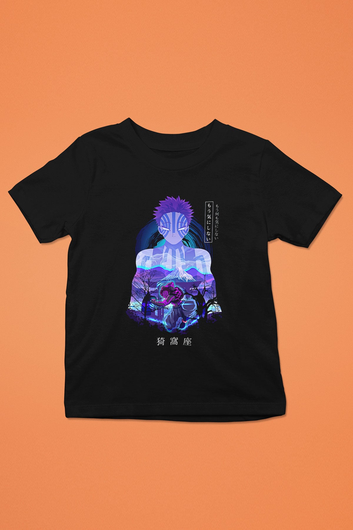Demon Slayer Baskılı Unisex Siyah Çocuk Tişört - Tshirt