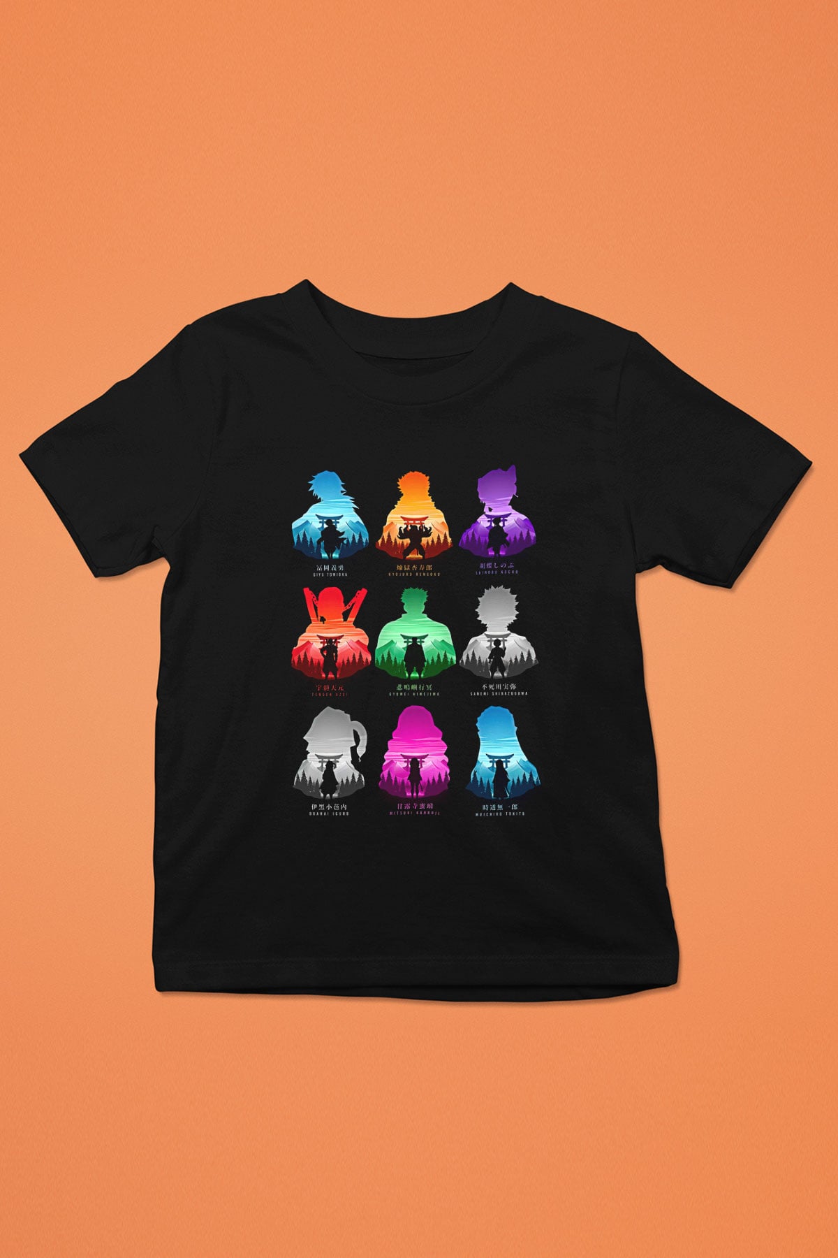 Demon Slayer Baskılı Unisex Siyah Çocuk Tişört - Tshirt