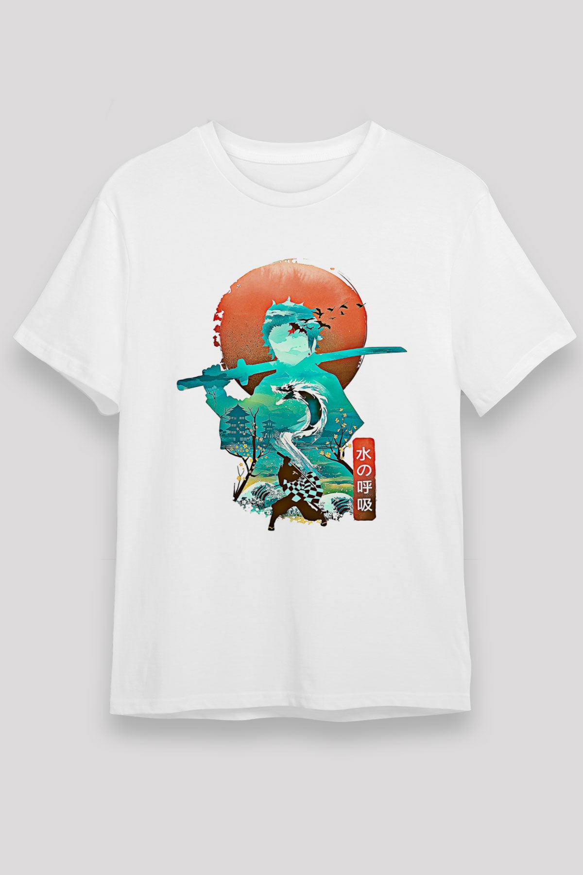 Demon Slayer Unisex Baskılı Beyaz Tişört - Tshirt
